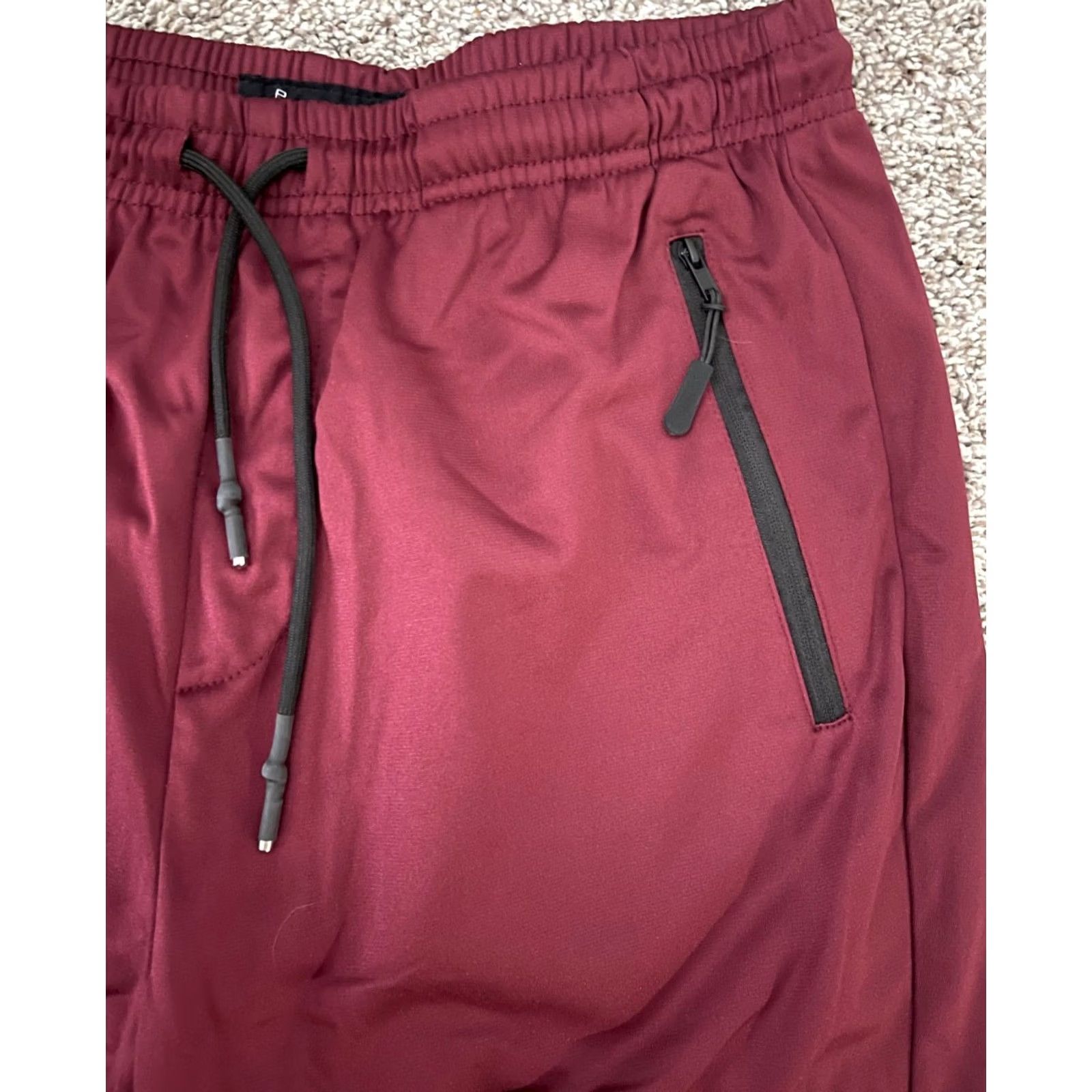 Vintage Public Rec Jogger Mens L Red Record Joggers Men Burgundy Standard Fit Striped Drawstring Size US 33 - 4 Thumbnail