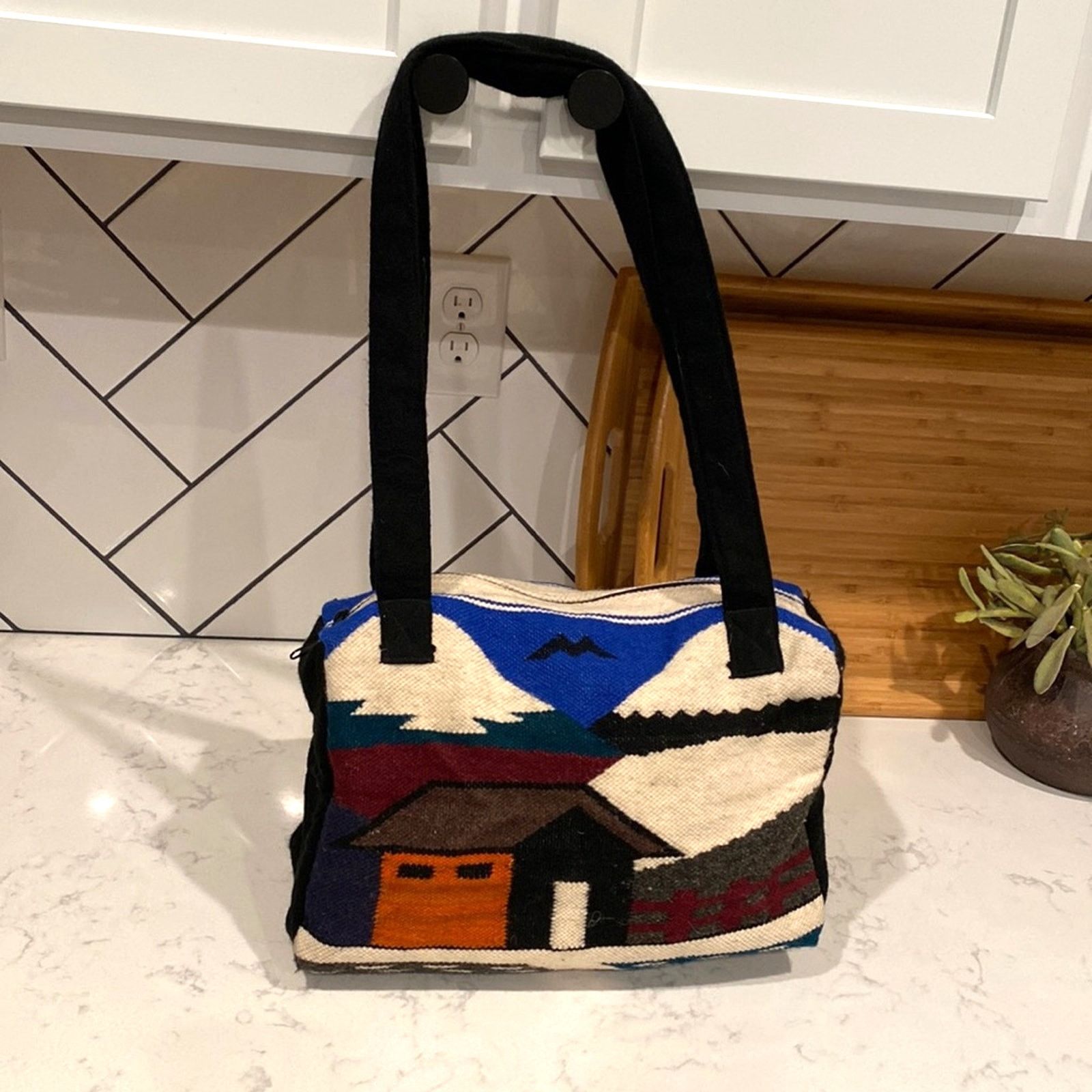 Handmade Mexican Handmade wool cotton blend shoulder bag indigenous Size ONE SIZE - 1 Thumbnail