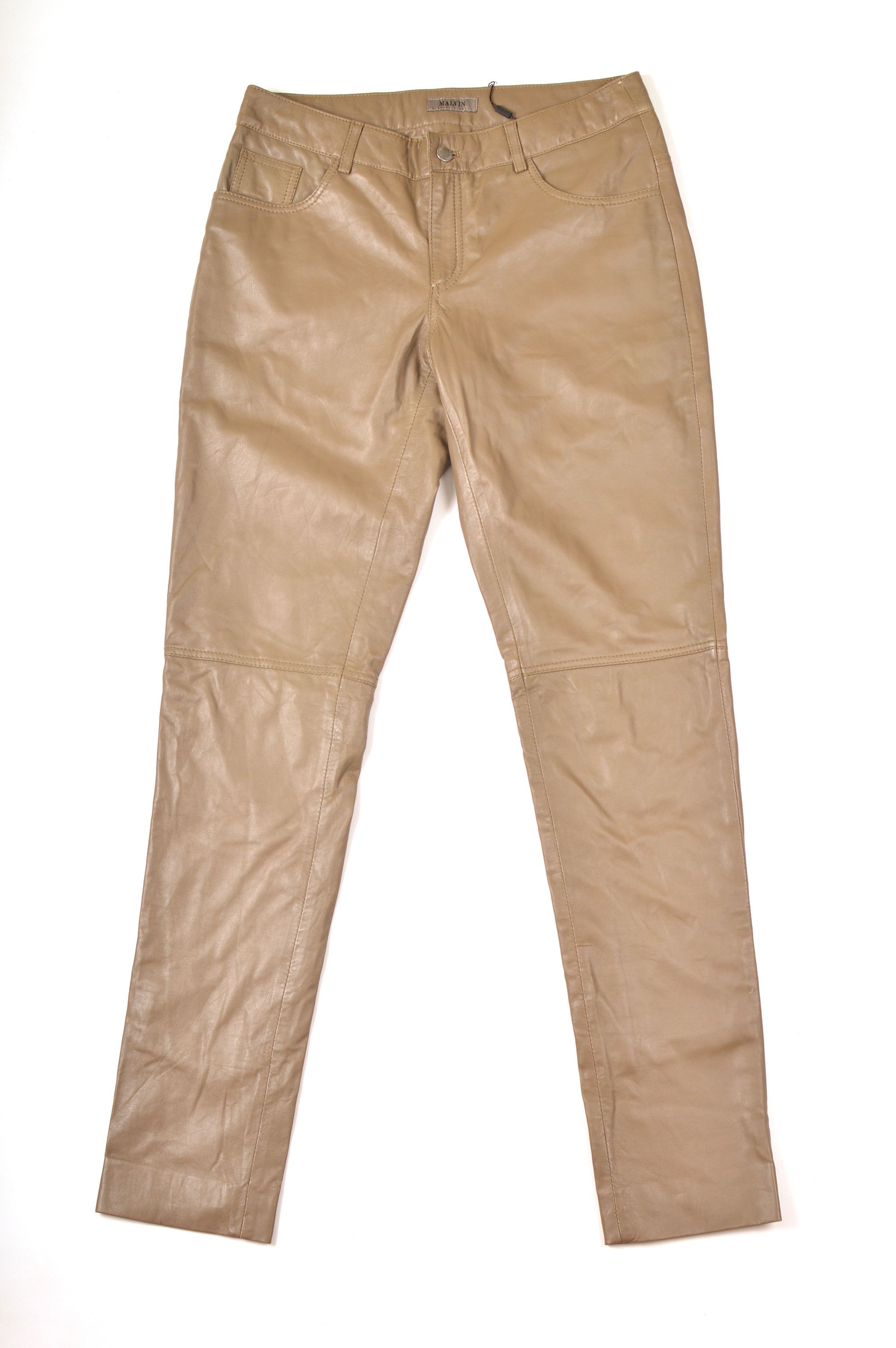 Designer × Leather Malvin Hamburg Germany Womens Olive Leather Pants Size 27" / US 4 / IT 40 - 1 Thumbnail