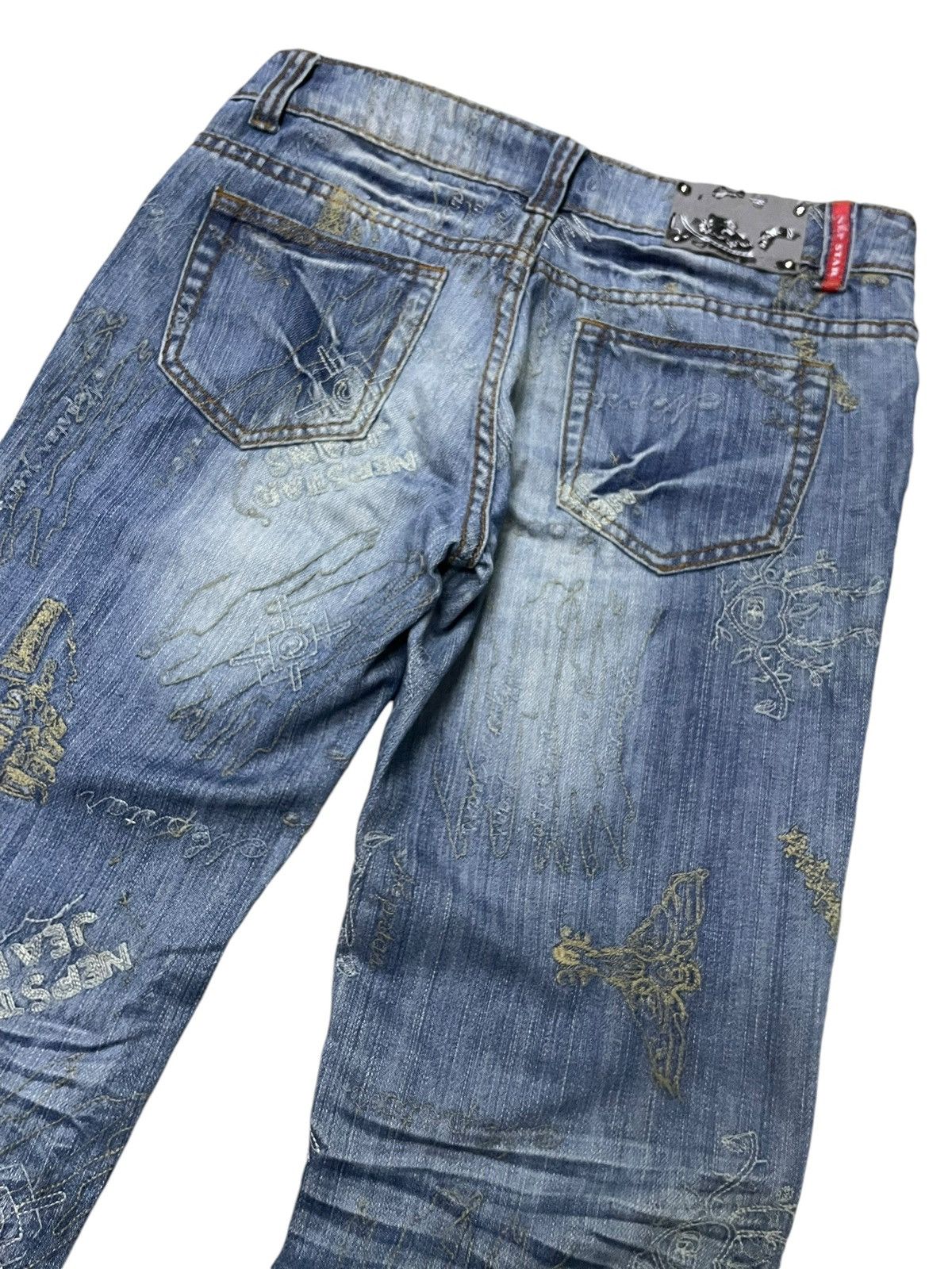 Hysteric Glamour × Japanese Brand Nep Star Japan Embroidery Doodle Heavy Stitch Flare Jeans Size US 30 / EU 46 - 10 Thumbnail