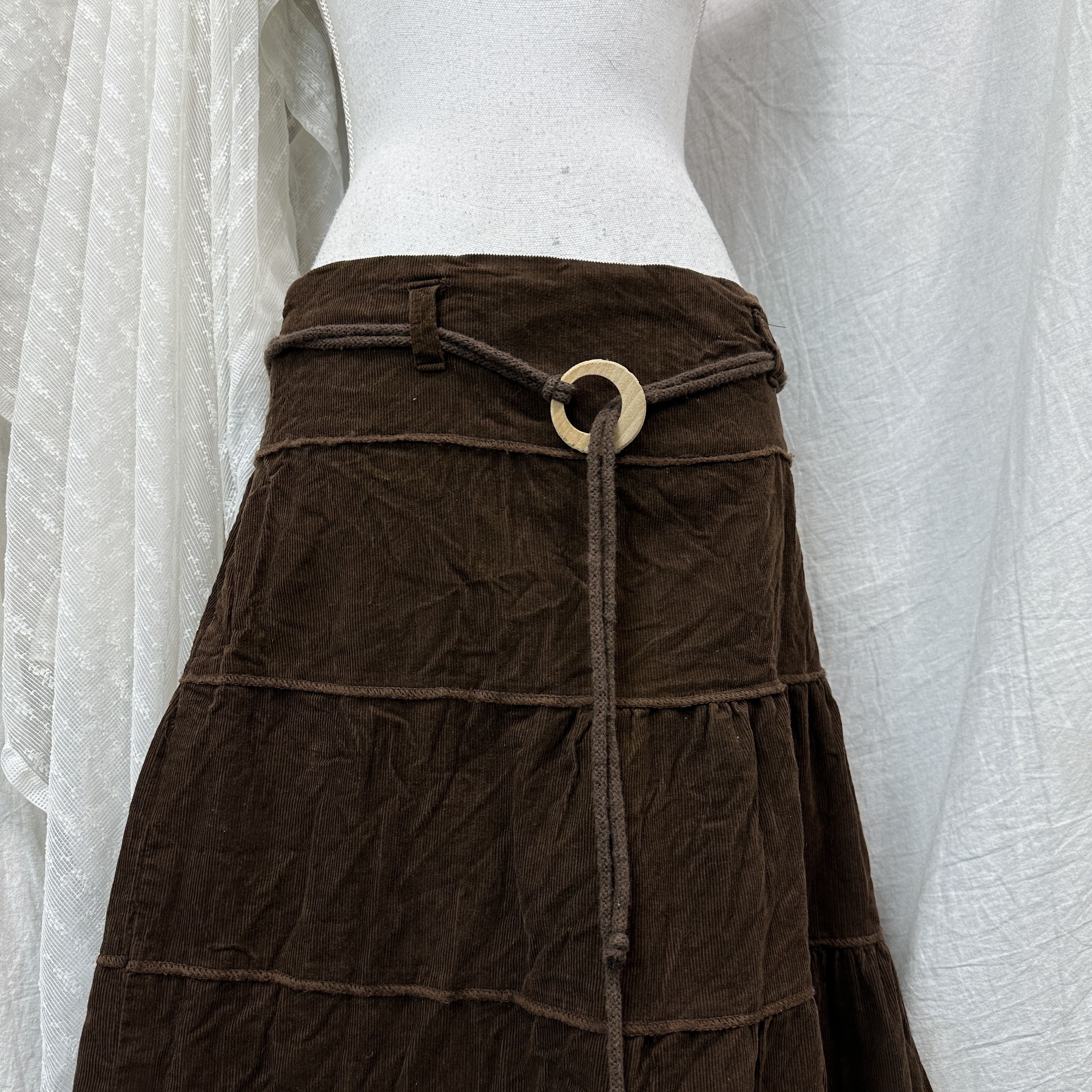 Vintage Vintage Cottagecore Brown Maxi Corduroy Skirt Y2K Size 26" / US 2 / IT 38 - 8 Thumbnail