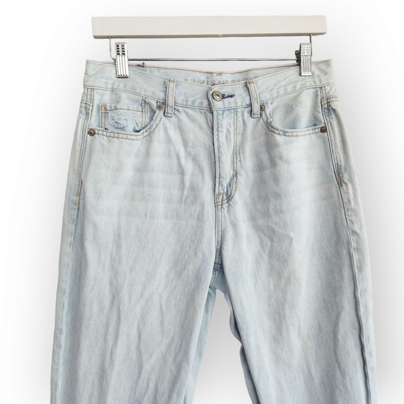 I.N.C American Eagle Light Wash Ripped High Waisted Mom Jeans 4 Size 27" / US 4 / IT 40 - 3 Thumbnail