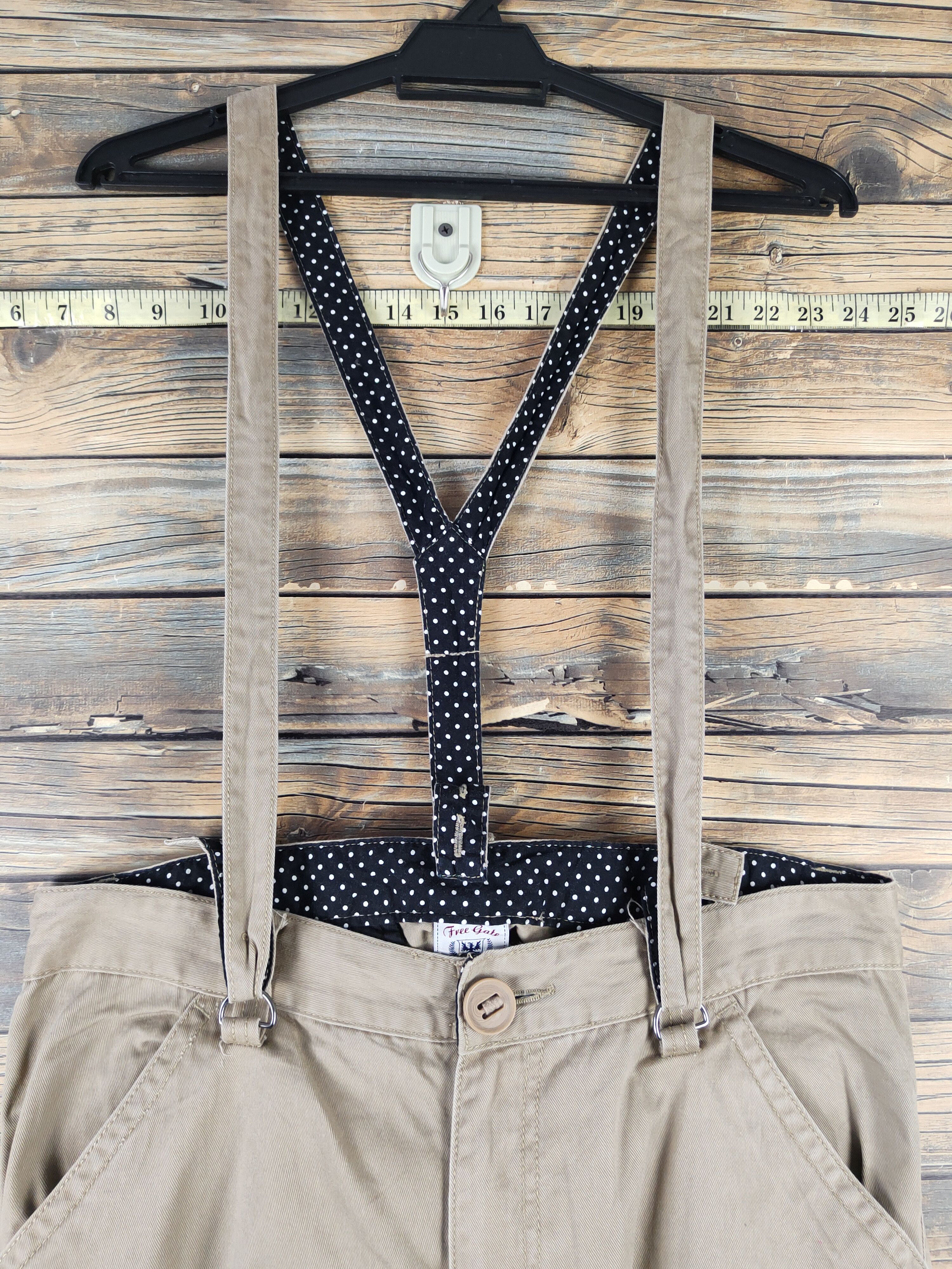 Japanese Brand DL Free Gate Beige Suspender Pants #1059 Size 32" / US 10 / IT 46 - 2 Thumbnail