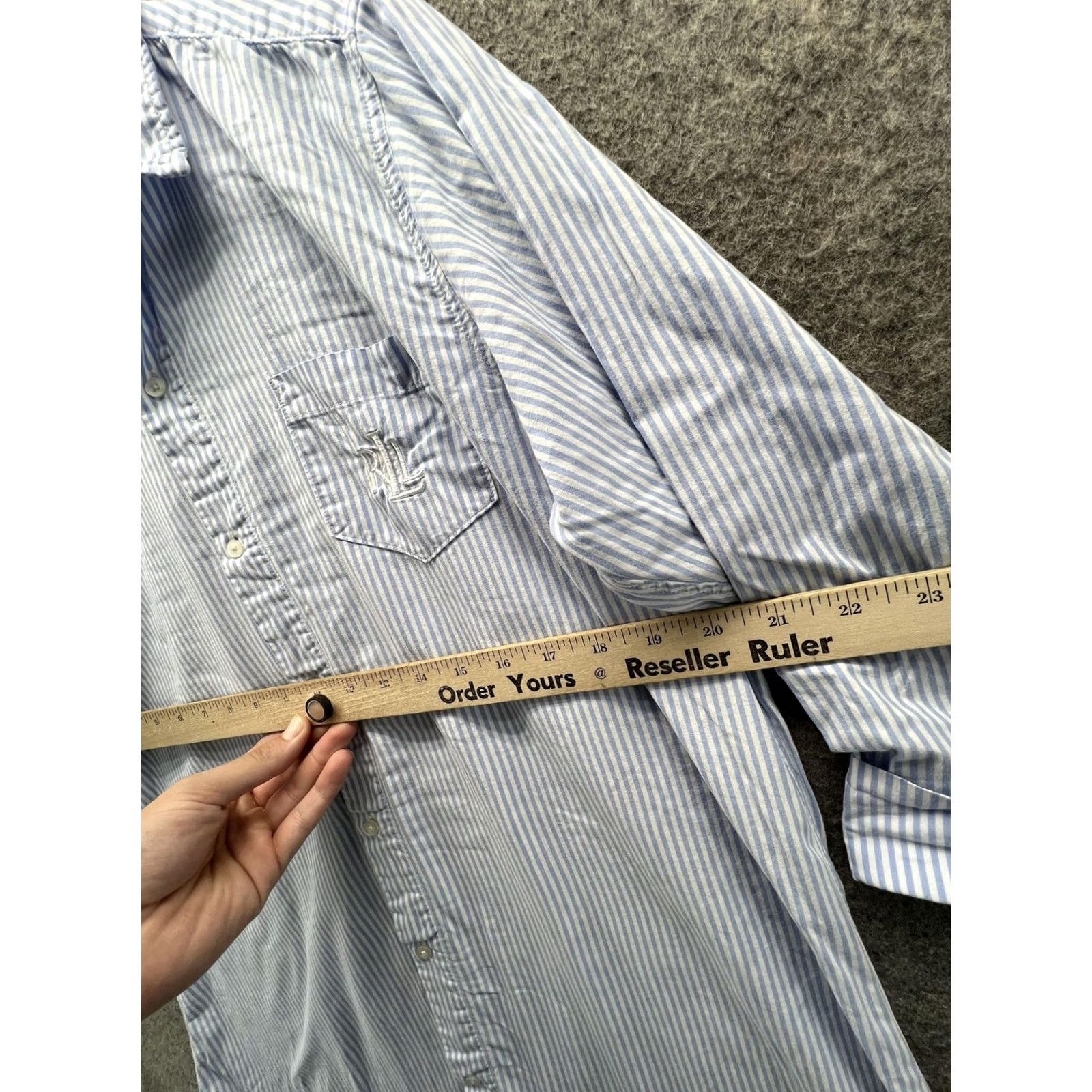 Ralph Lauren Lauren Ralph Lauren Shirt Womens Medium Blue Stripe Button Long Sleeve Casual Everyday M Womens Size M / US 6-8 / IT 42-44 - 4 Thumbnail