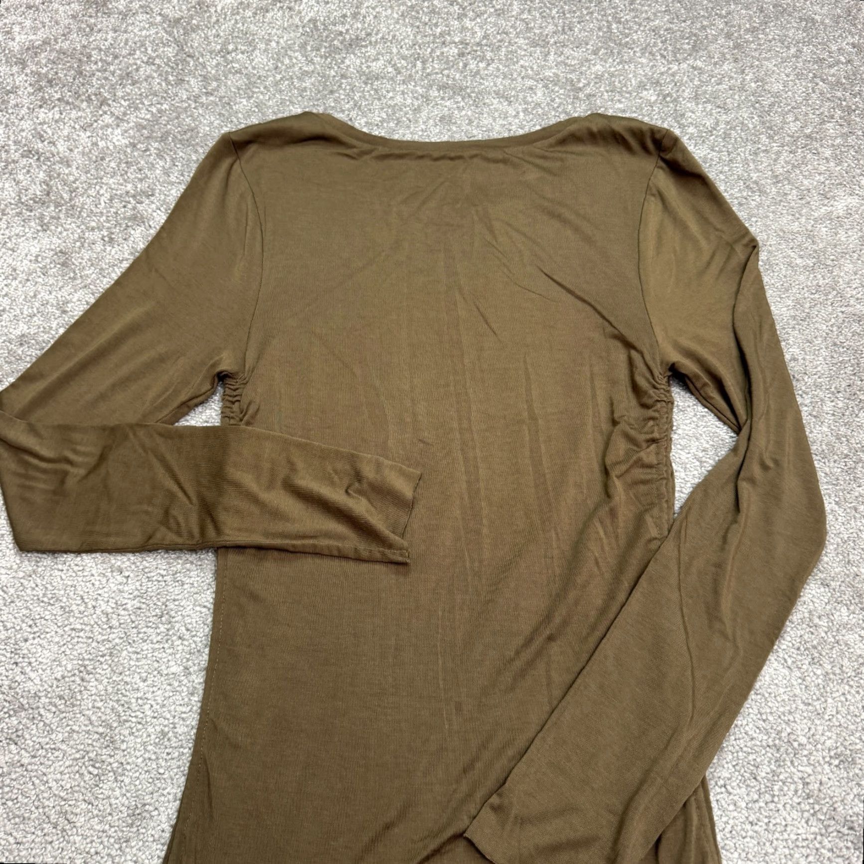 Good American Good American Maxi Dress Womens L Green Ruched Long Sleeve Rayon Spandex Size L / US 10 / IT 46 - 3 Thumbnail