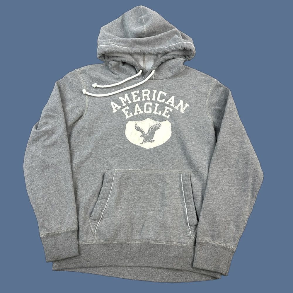 American Eagle Outfitters VINTAGE American Eagle Hoodie Mens Medium Gray Classic Fit Fleece Pullover Size US M / EU 48-50 / 2 - 1 Thumbnail