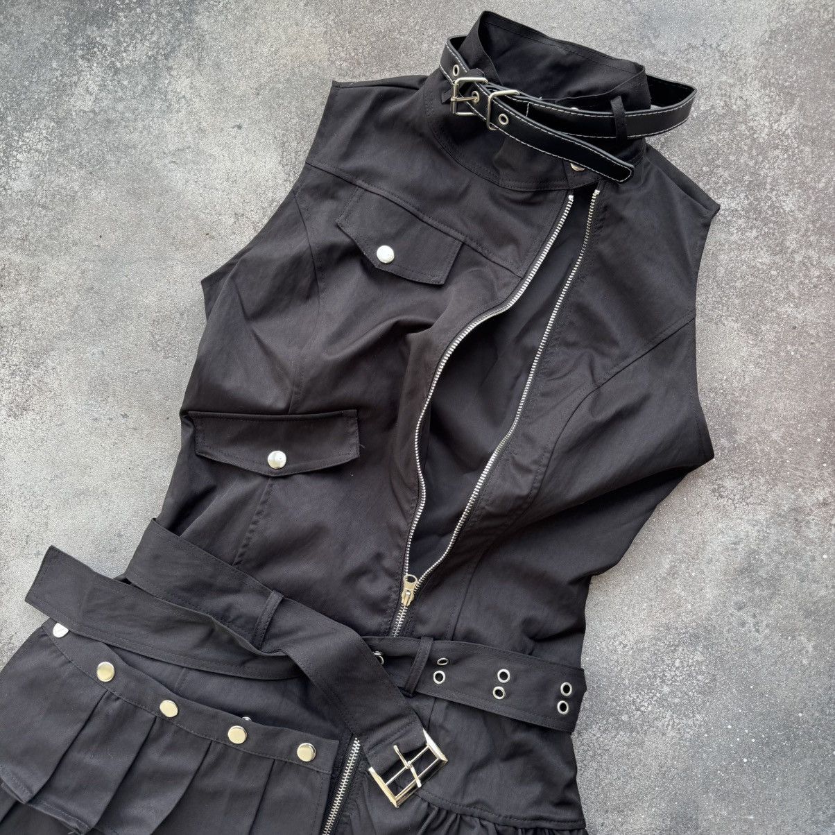 Hysteric Glamour Amazing Y2K Sexy Gothic Pleated Belted Dress (Tripp Vibe) Size M / US 6-8 / IT 42-44 - 10 Thumbnail
