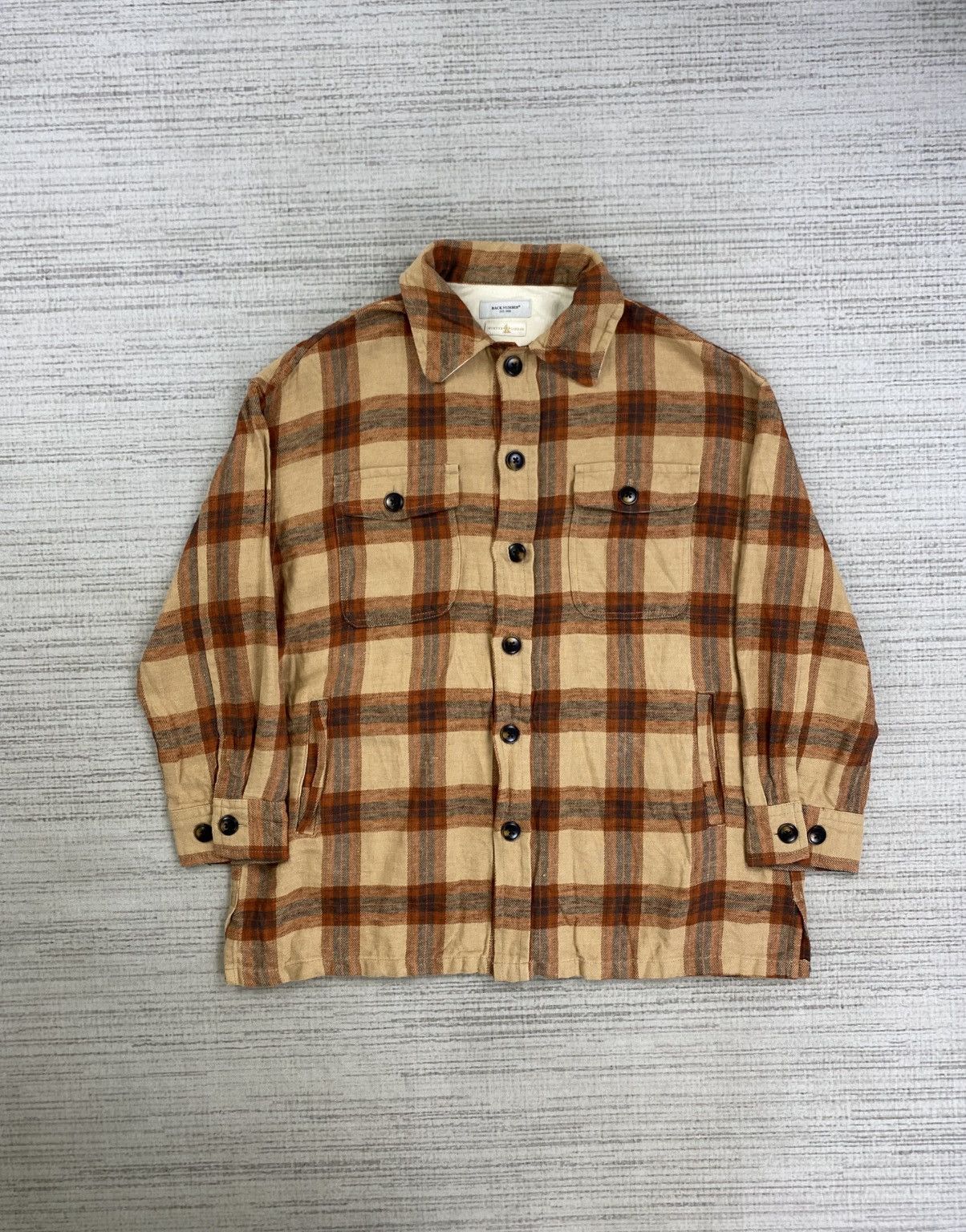 Flannel × Japanese Brand × Vintage Vintage Back Number Brown Checked Flannel Size US L / EU 52-54 / 3 - 1 Thumbnail