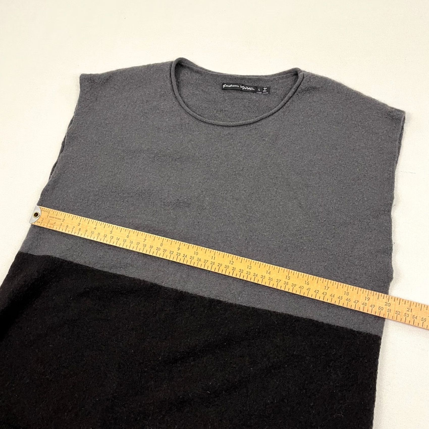 Vintage Gudrun Sjoden Sweater Top L Black Gray Organic Wool Sleeveless Layers - Pre-Owned Size L / US 10 / IT 46 - 5 Thumbnail