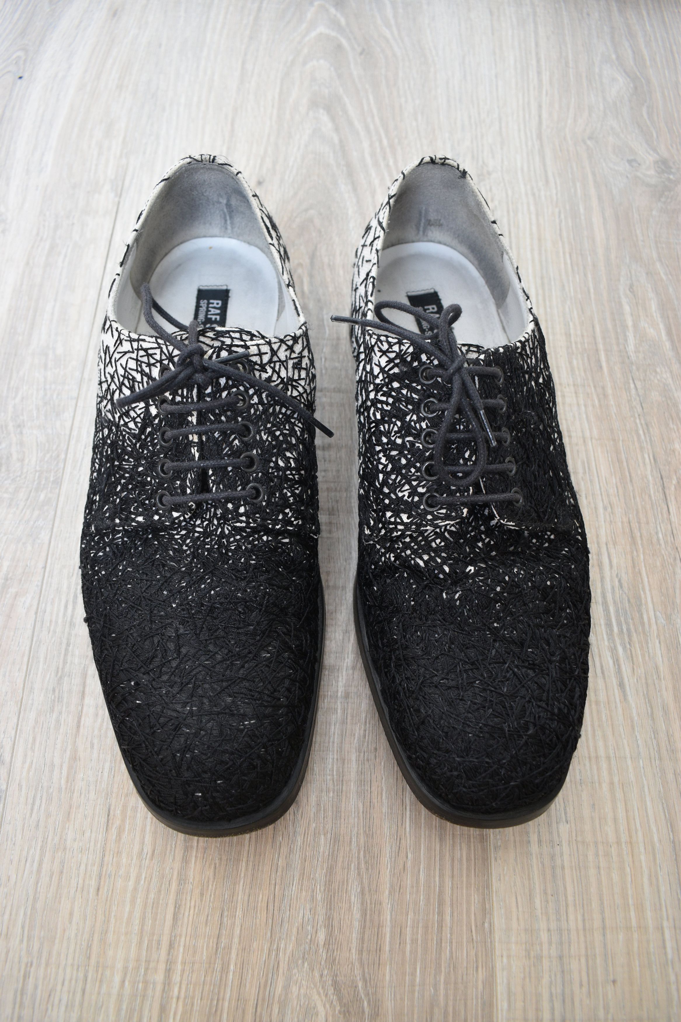 Raf Simons Raf Simons SS09 Stitched Embroidered Black and White Derbies Size US 8 / EU 41 - 3 Thumbnail