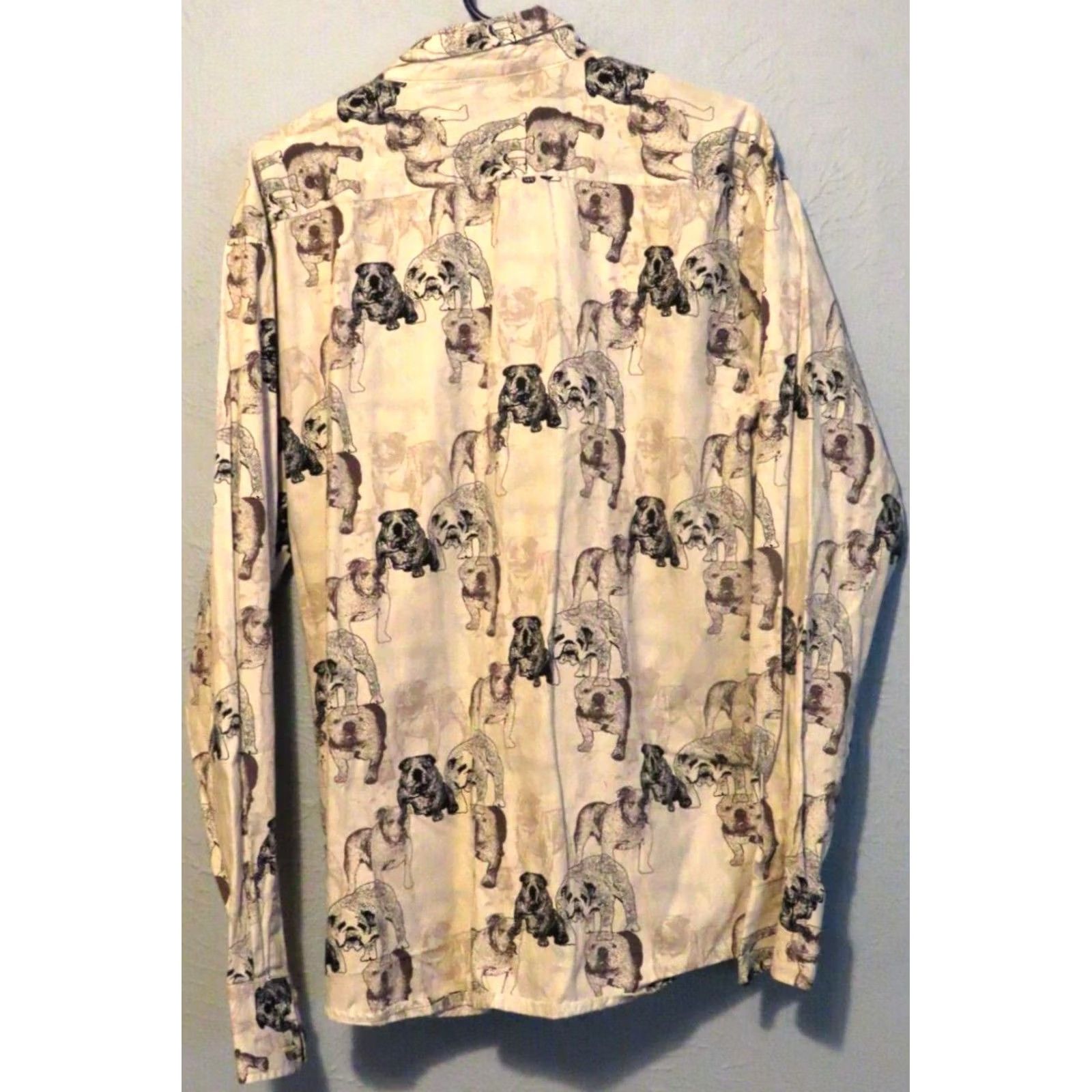 Vintage Nick(it) Men's XL White Bulldog Print Long Sleeve Button-Up Shirt Size US XL / EU 56 / 4 - 6 Thumbnail
