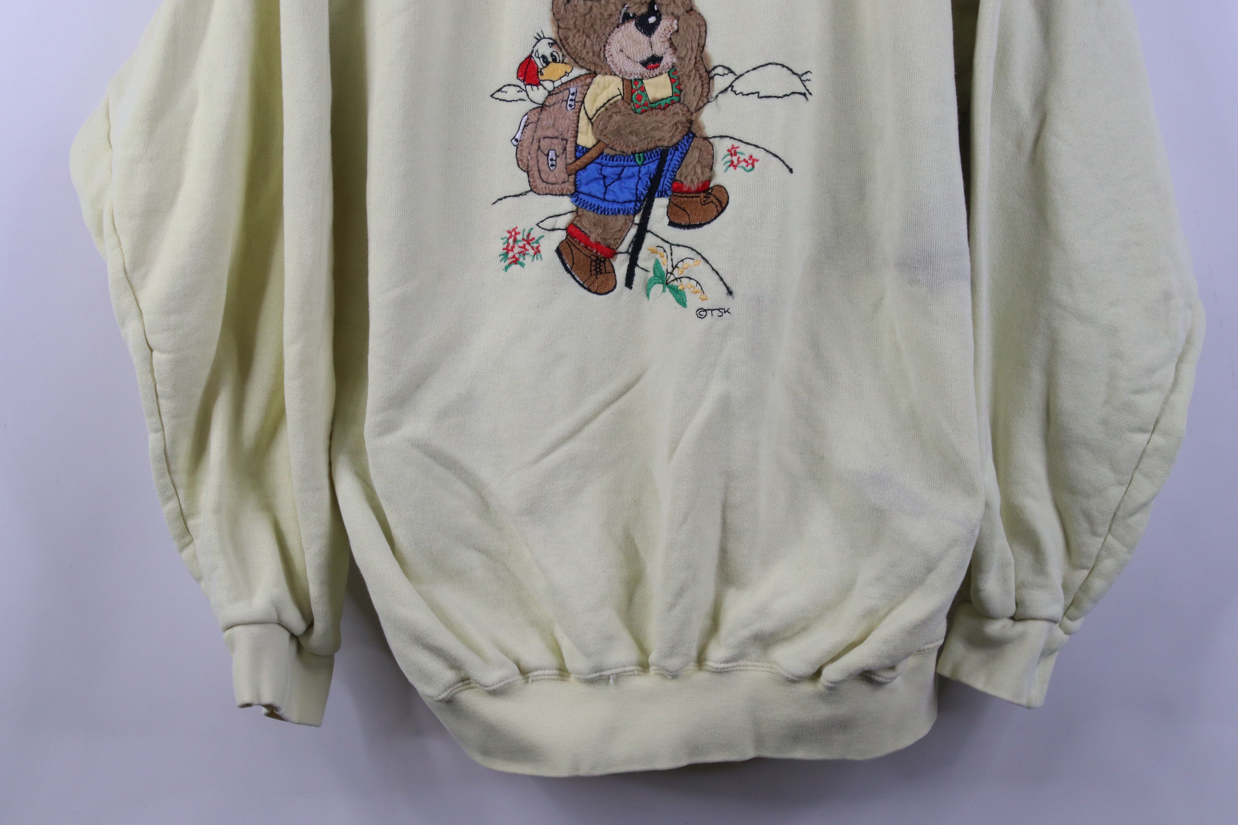 Vintage Vintage 90s German Bavarian Bear Hiking Sweatshirt Yellow Size XL / US 12-14 / IT 48-50 - 3 Thumbnail
