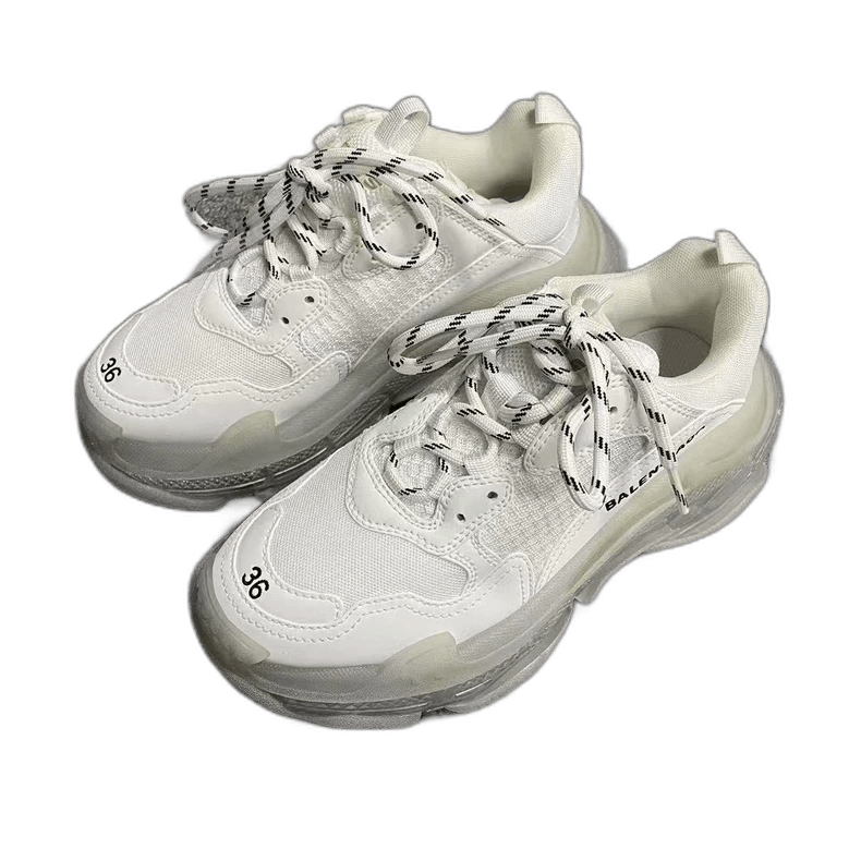 Balenciaga Balenciaga's latest white Triples round-toe lace-up low-cut shoes Size US 5 / EU 37 - 1 Thumbnail