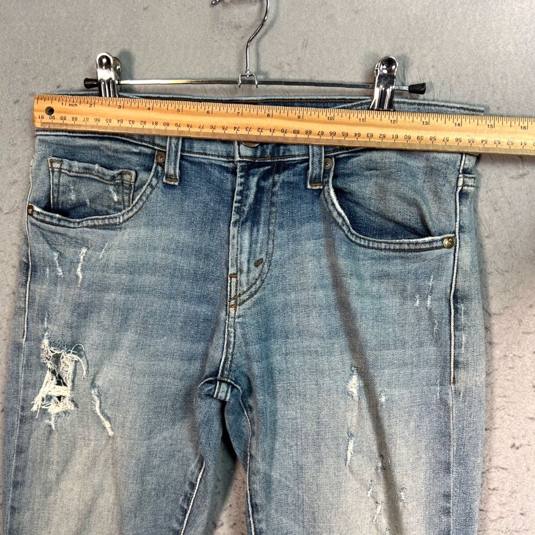 J Brand J Brand Womens Tyler Skinny Jeans Size 29 Blue Light Wash Distressed Denim Size 29" - 7 Thumbnail