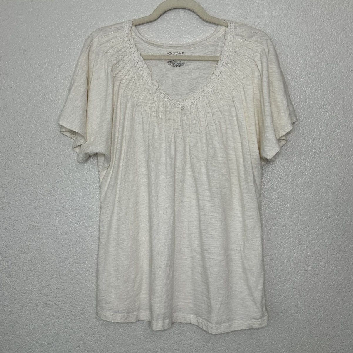 Other Lane Bryant Pleated Beaded Neck Short Sleeves Top Size XL / US 12-14 / IT 48-50 - 1 Thumbnail