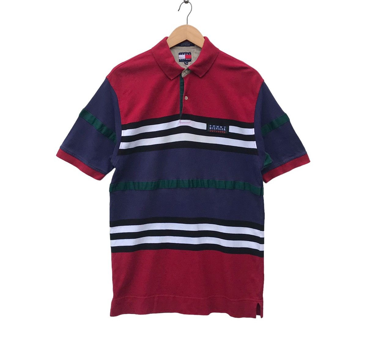 Tommy Hilfiger Vintage Tommy Hilfiger Stripe Multicolour Polo Shirt Size US M / EU 48-50 / 2 - 1 Thumbnail