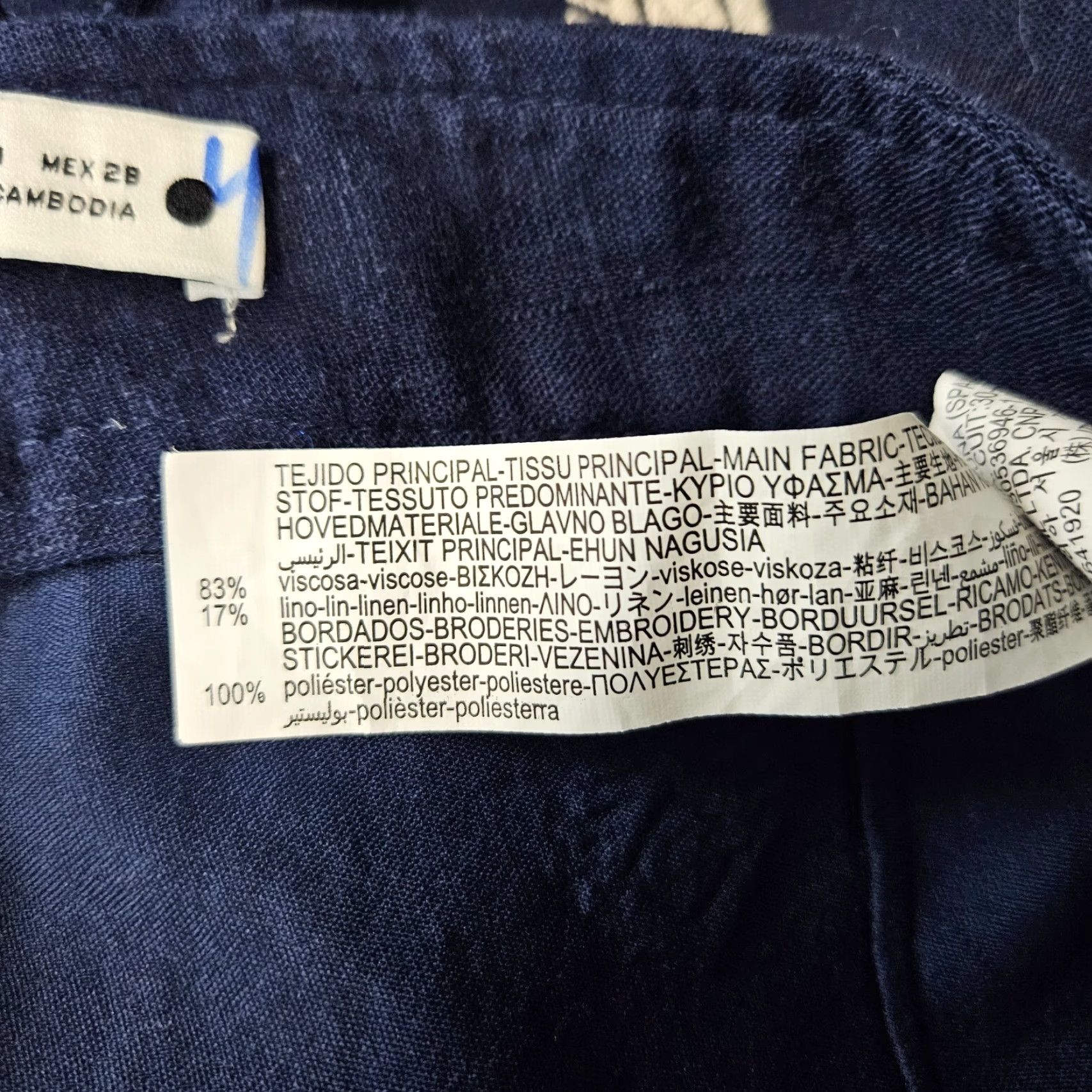 Zara Zara Womens Embroidered Culotte Pants Sz Medium Blue White Linen Blend Size 32" / US 10 / IT 46 - 6 Thumbnail