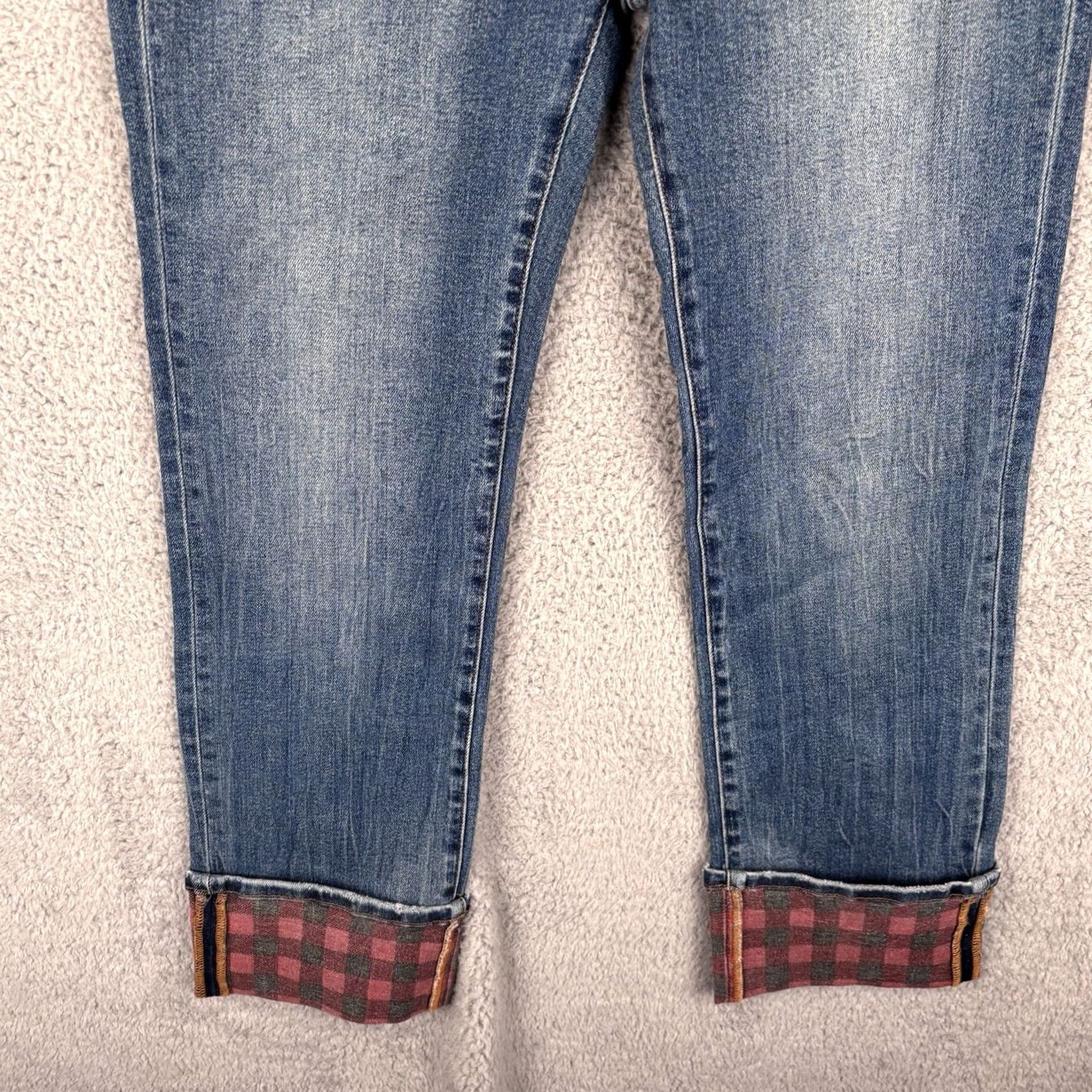 Vintage Judy Blue Jeans Straight Fit High Rise 30x30 30x33 Plaid Cuff Blue Denim Women's 5-Pocket Modern Bohemian Western Vintage? Size 32" / US 10 / IT 46 - 3 Thumbnail