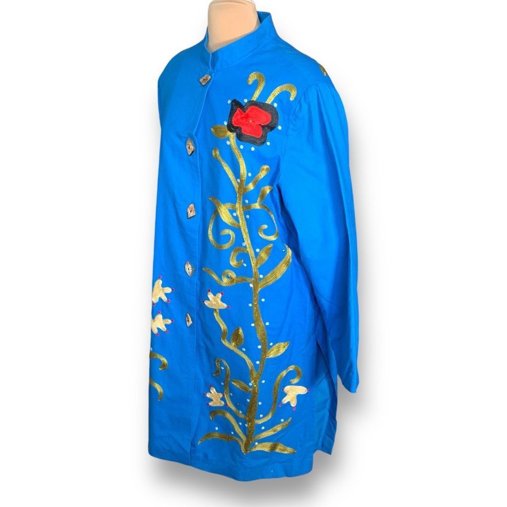 Vintage Vintage Indigo Moon Embroidered Blue Floral Embellished Asia Size XXL / US 16-18 / IT 52-54 - 2 Thumbnail