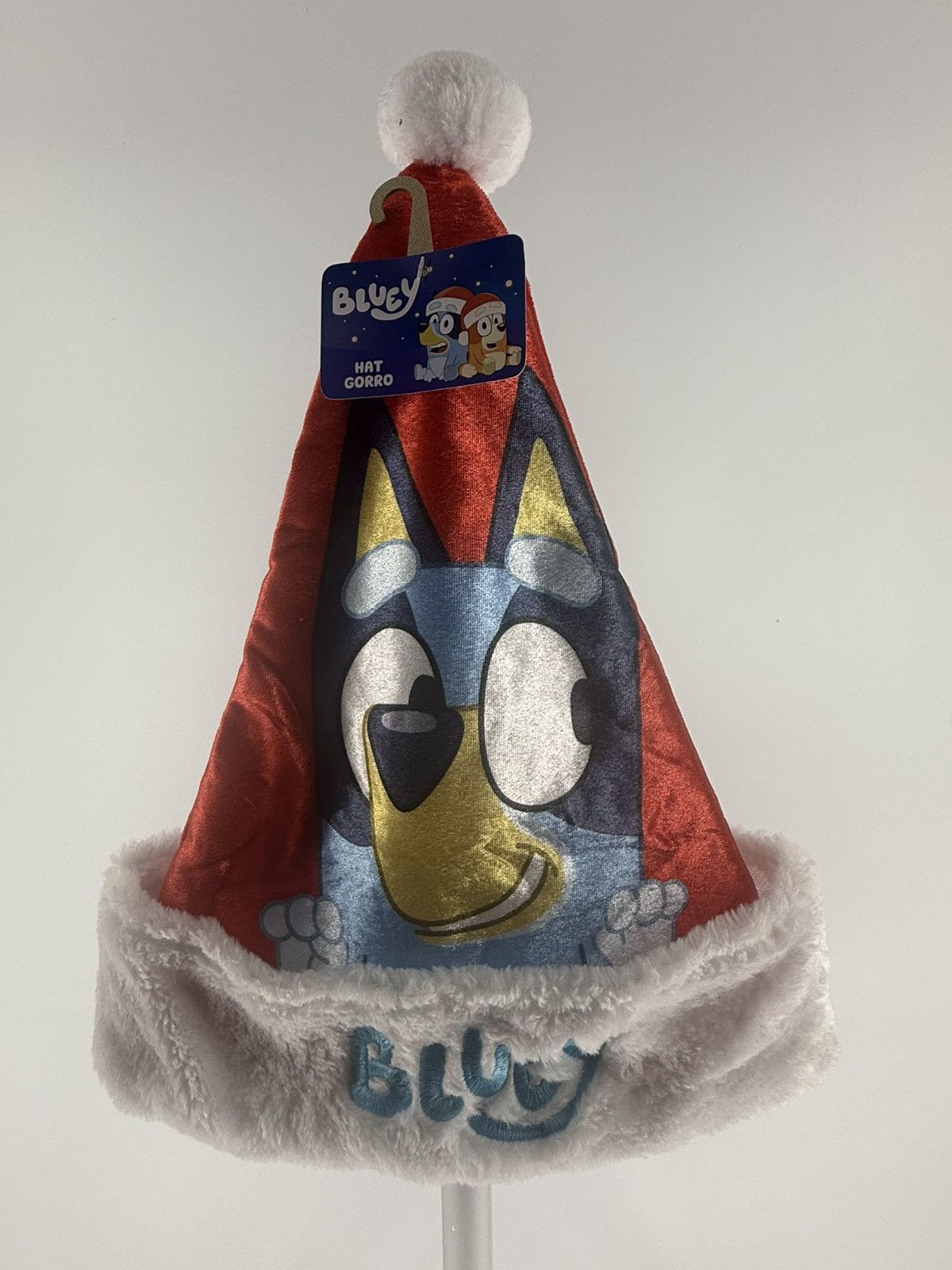 Other Bluey Dog Christmas Santa Hat 16" Red Faux Fur Embroidery Size ONE SIZE - 6 Thumbnail