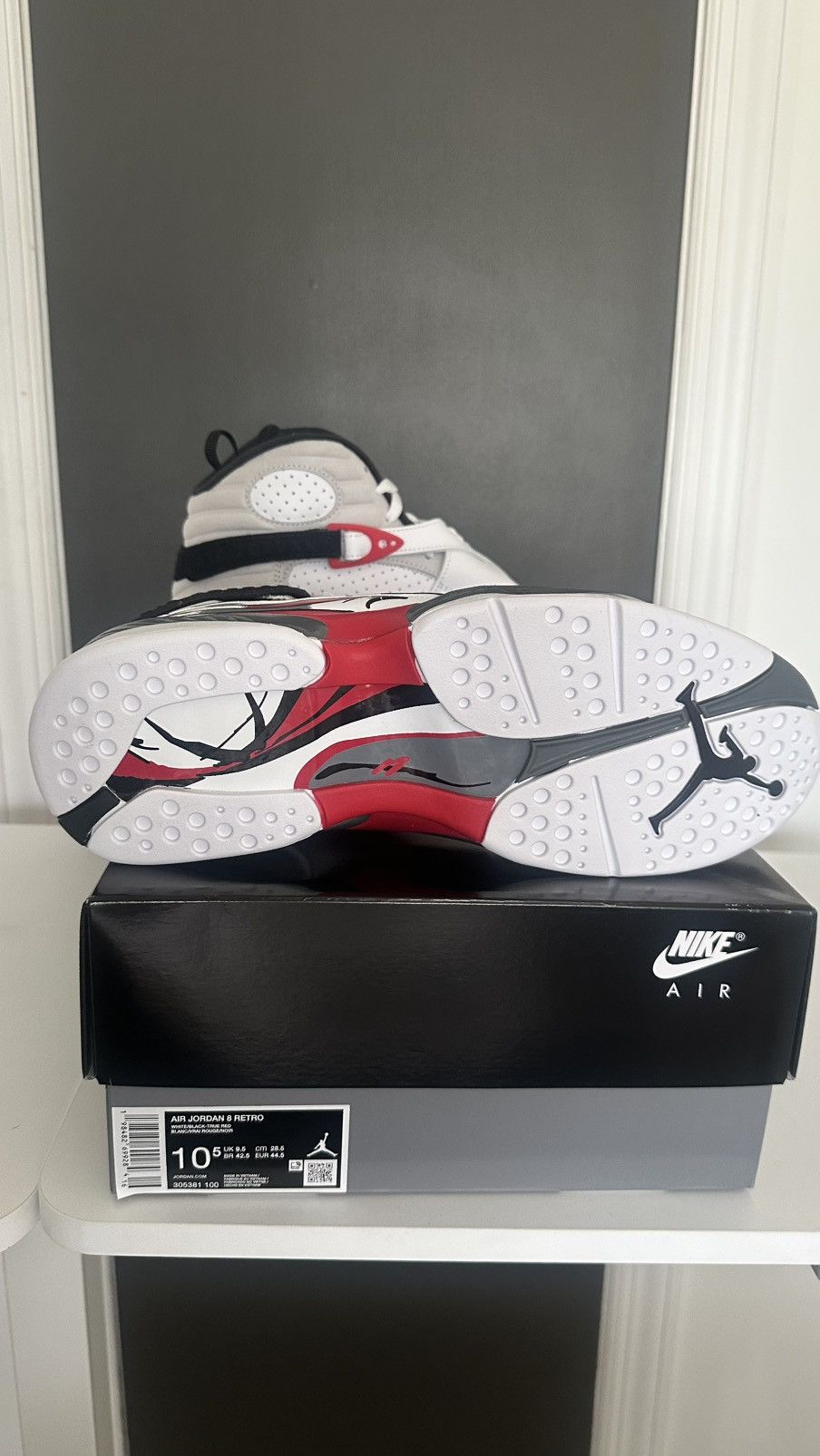 Jordan Brand Brand New Retro 8-White True Red Size US 10.5 / EU 43-44 - 3 Thumbnail