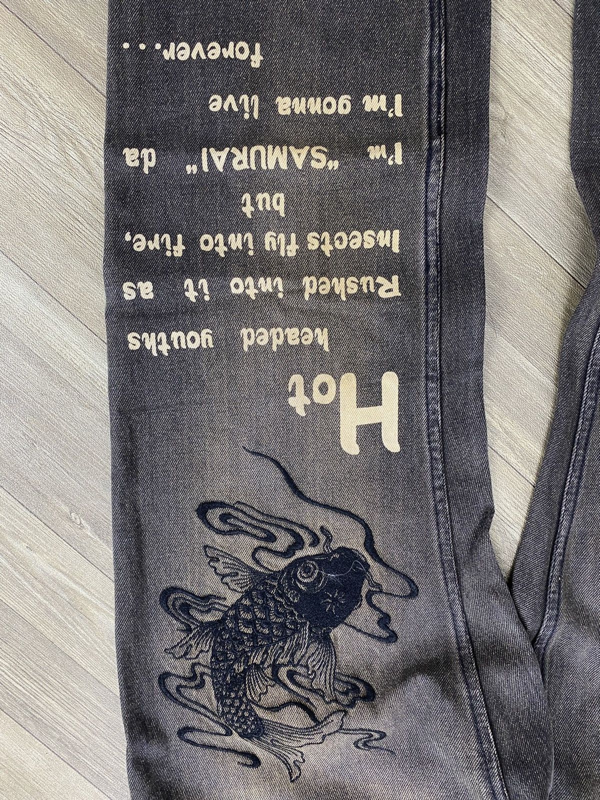 PPFM Vintage PPFM Sukajan Koi Fish Embroidery Samurai Style Jeans Size US 28 / EU 44 - 3 Thumbnail