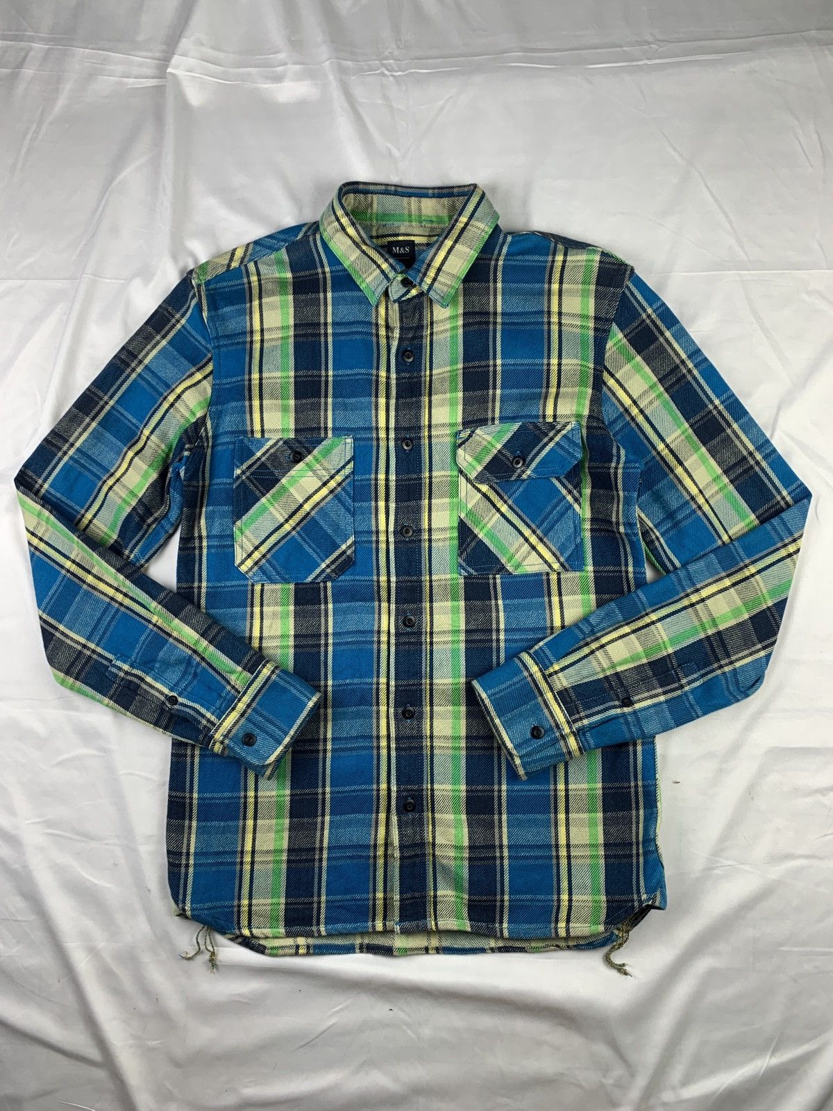 2000s M&S Japan Heavy Duct Cotton Plaid Pocket Work Shirt