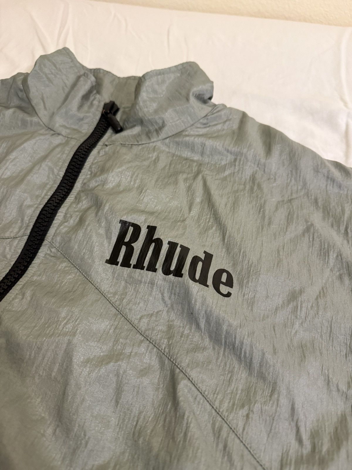 Rhude Rhude Nylon Racing Track Jacket Bomber Silver Large Size US L / EU 52-54 / 3 - 3 Thumbnail