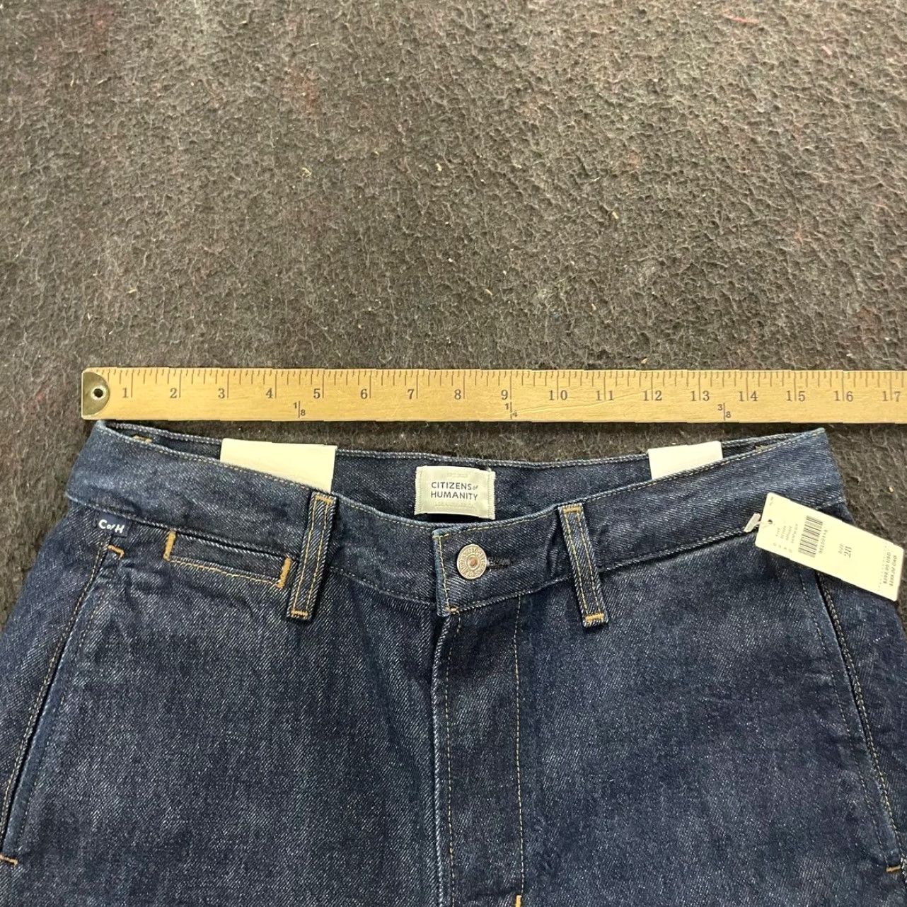 CITIZENS OF HUMANITY Ayla Polish Denim Trousers Jeans Women's 28 Blue Regular Straight Button Pockets Fabric Denim