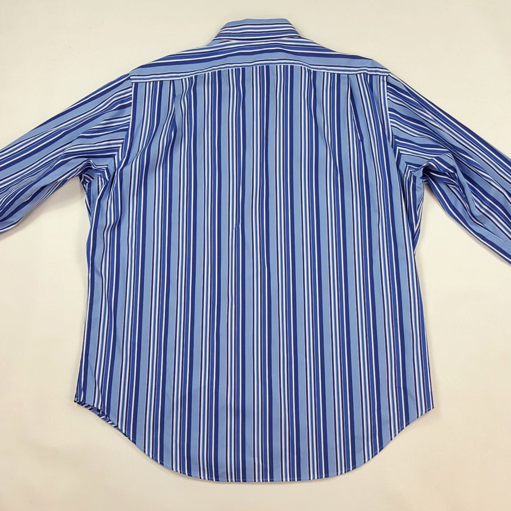 Polo Ralph Lauren VINTAGE Polo Ralph Lauren Blue Striped Button-Up Shirt XL Men’s Collared Long Sleeve Dress Shirt Size 46R - 7 Thumbnail