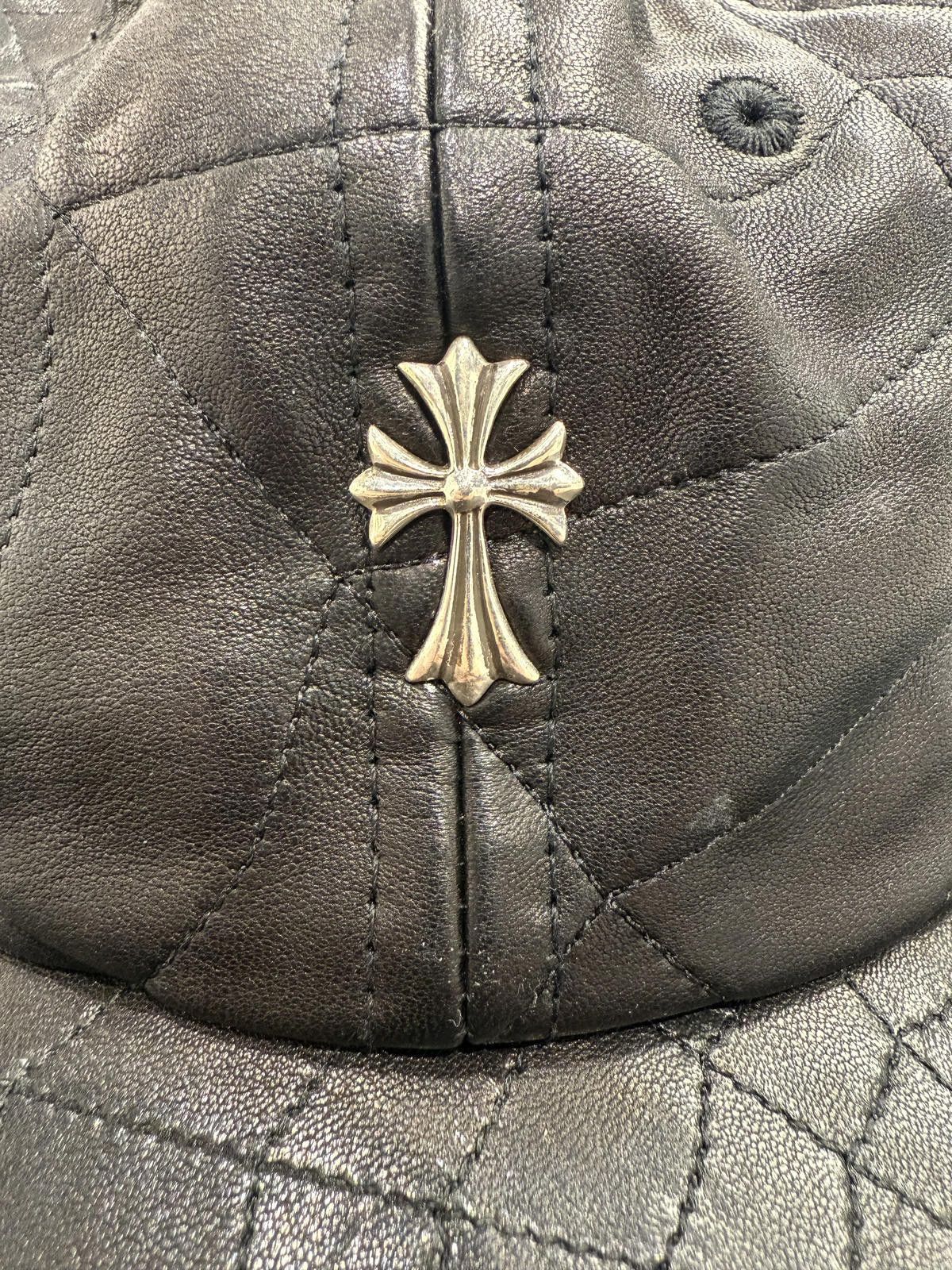 Chrome Hearts Chrome Hearts Spider Web Silver Cross Leather Hat in Black Size ONE SIZE - 2 Thumbnail