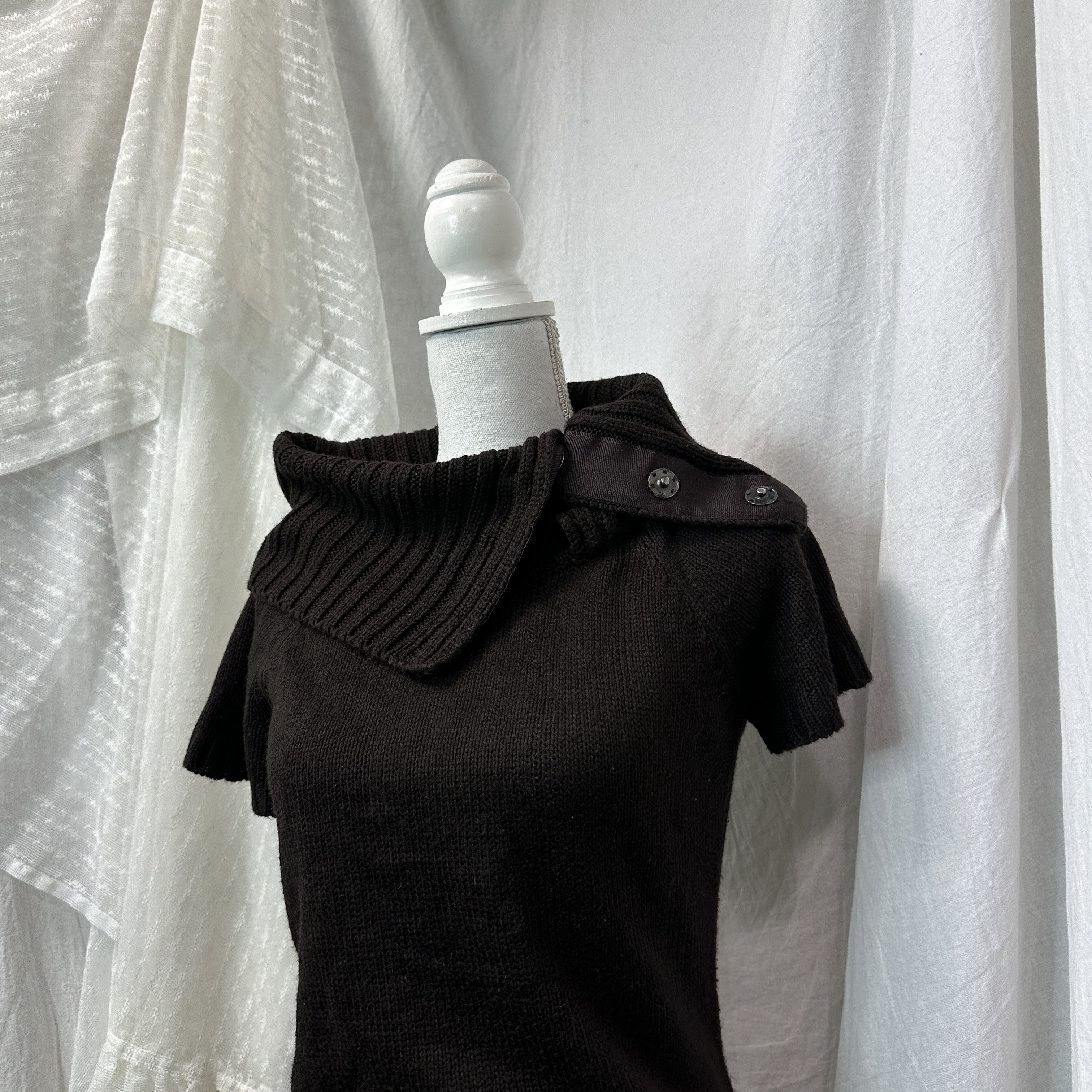 Vintage Vintage Knitted Asymmetrical Big Collar Dress Y2K Size S / US 4 / IT 40 - 2 Thumbnail