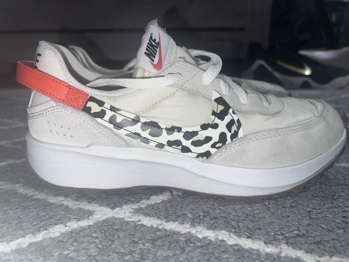 Nike Nike Waffle Debut - Sail/White with Leopard Print Swoosh Size US 9 / IT 39 - 1 Thumbnail