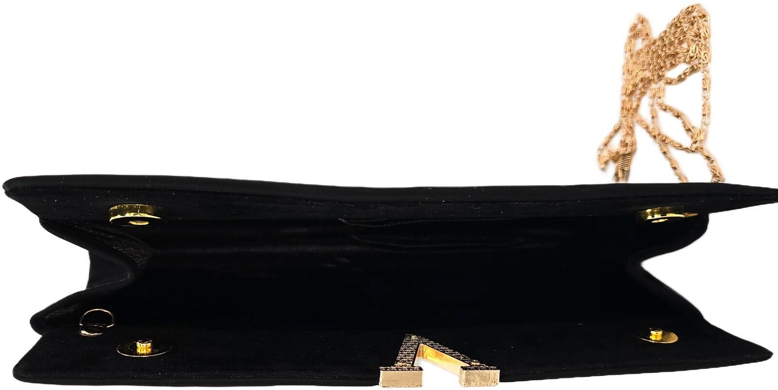 Other Elegant Black Velvet Clutch with Gold Chain Detachable Strap Size ONE SIZE - 7 Thumbnail