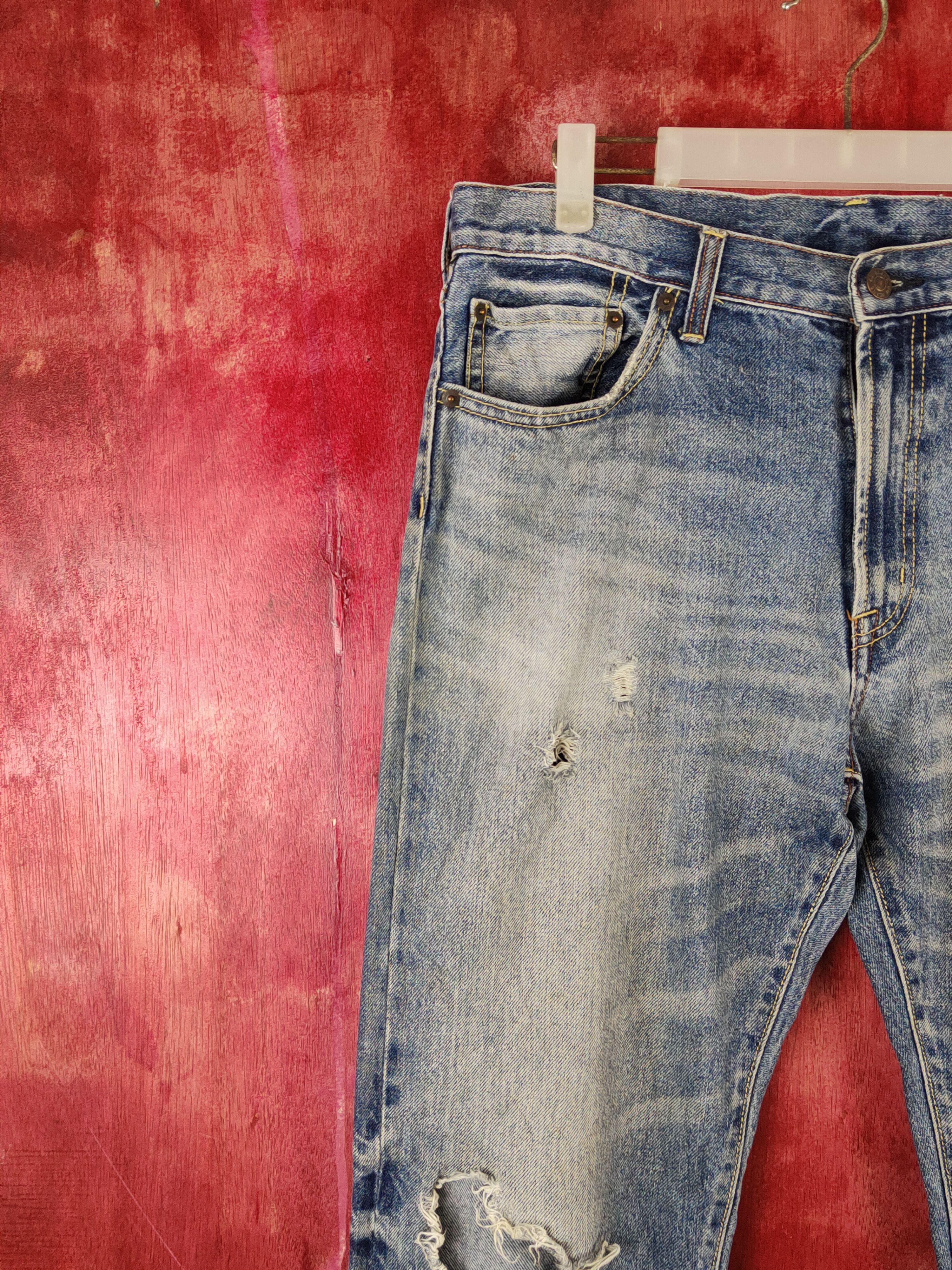 GU GU Blue Faded Distressed Ripped Jeans #S2245 Size US 34 / EU 50 - 3 Thumbnail