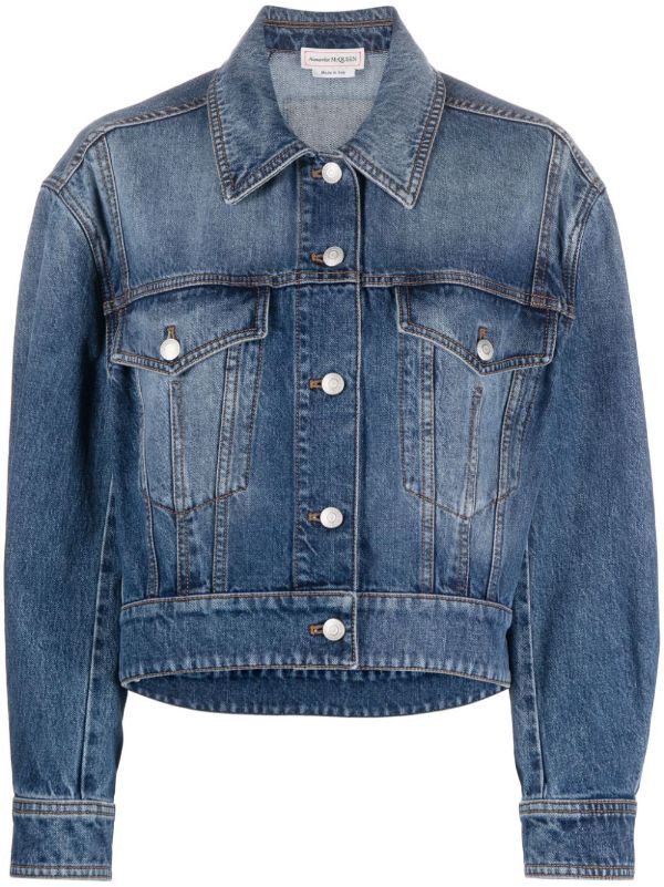 Alexander McQueen o1s22i1n1024 Denim Cocoon Jacket in Blue Size M / US 6-8 / IT 42-44 - 1 Thumbnail
