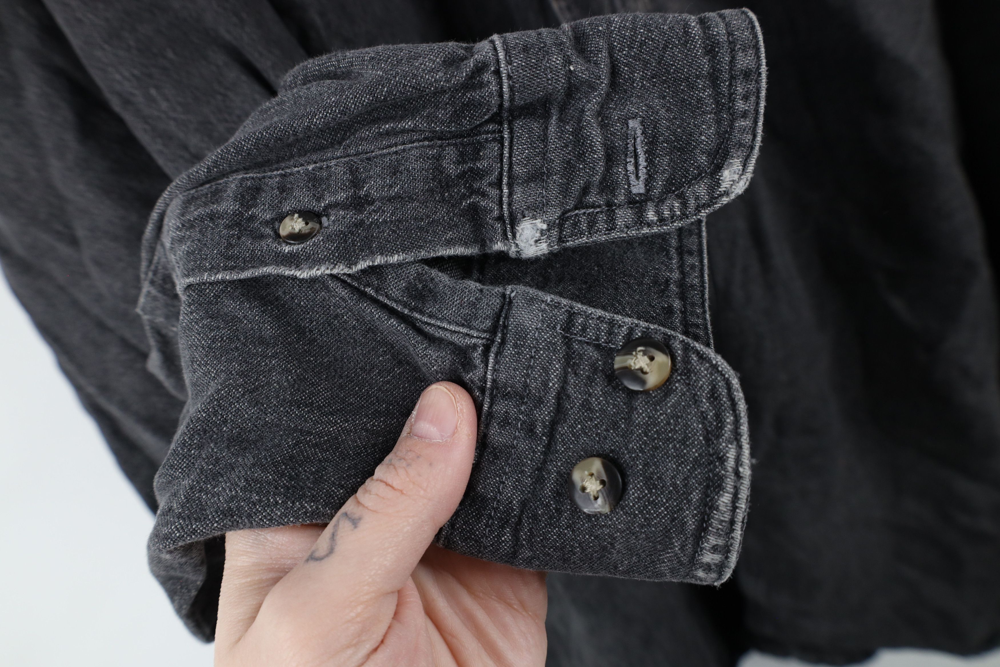 Vintage Vintage 90s Streetwear Jean Collared Button Down Shirt Black Size US XXL / EU 58 / 5 - 6 Thumbnail