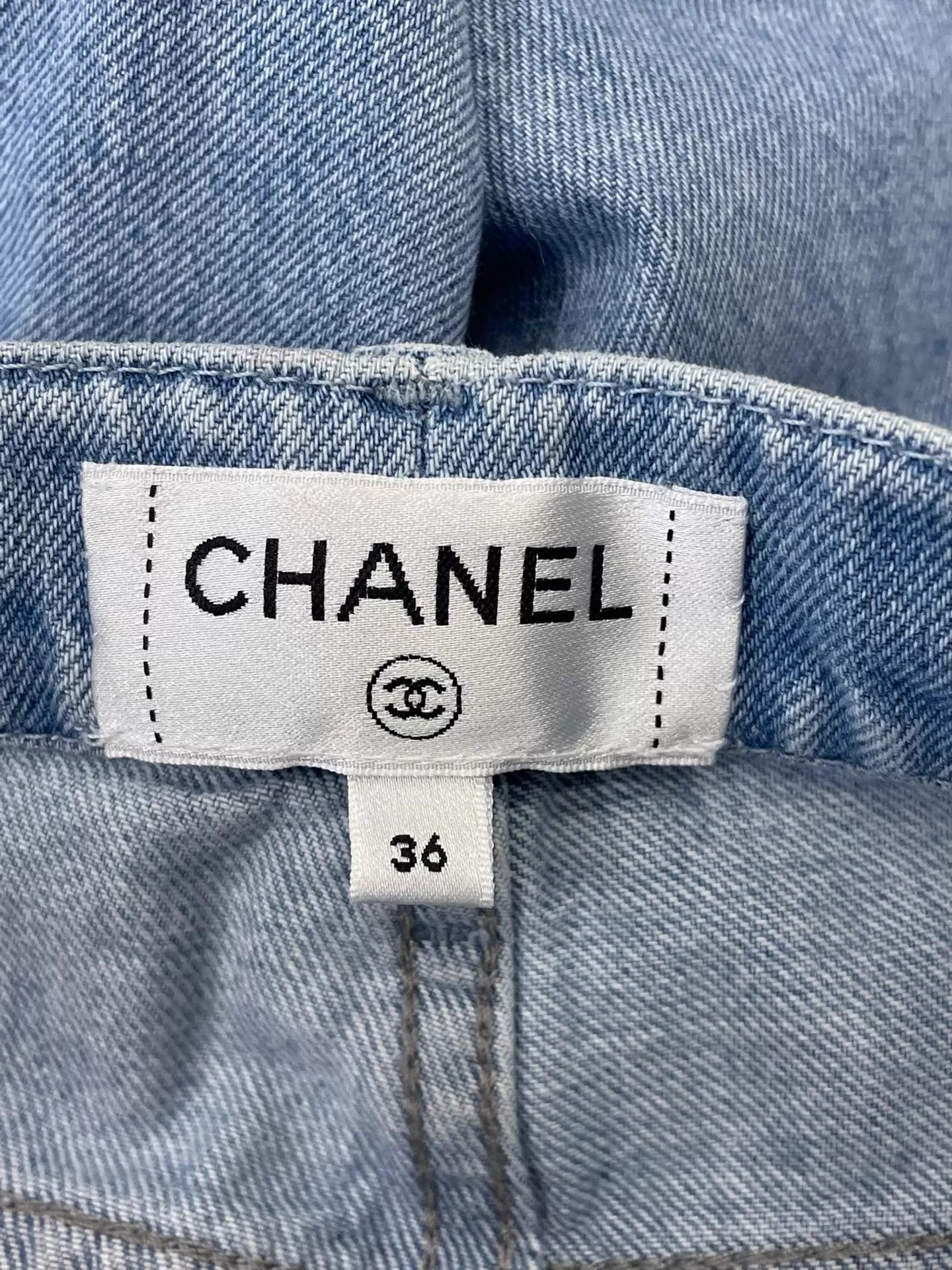 Chanel Chanel Blue Camellia Cutout Jeans Size 36 Size 26" / US 2 / IT 38 - 4 Thumbnail