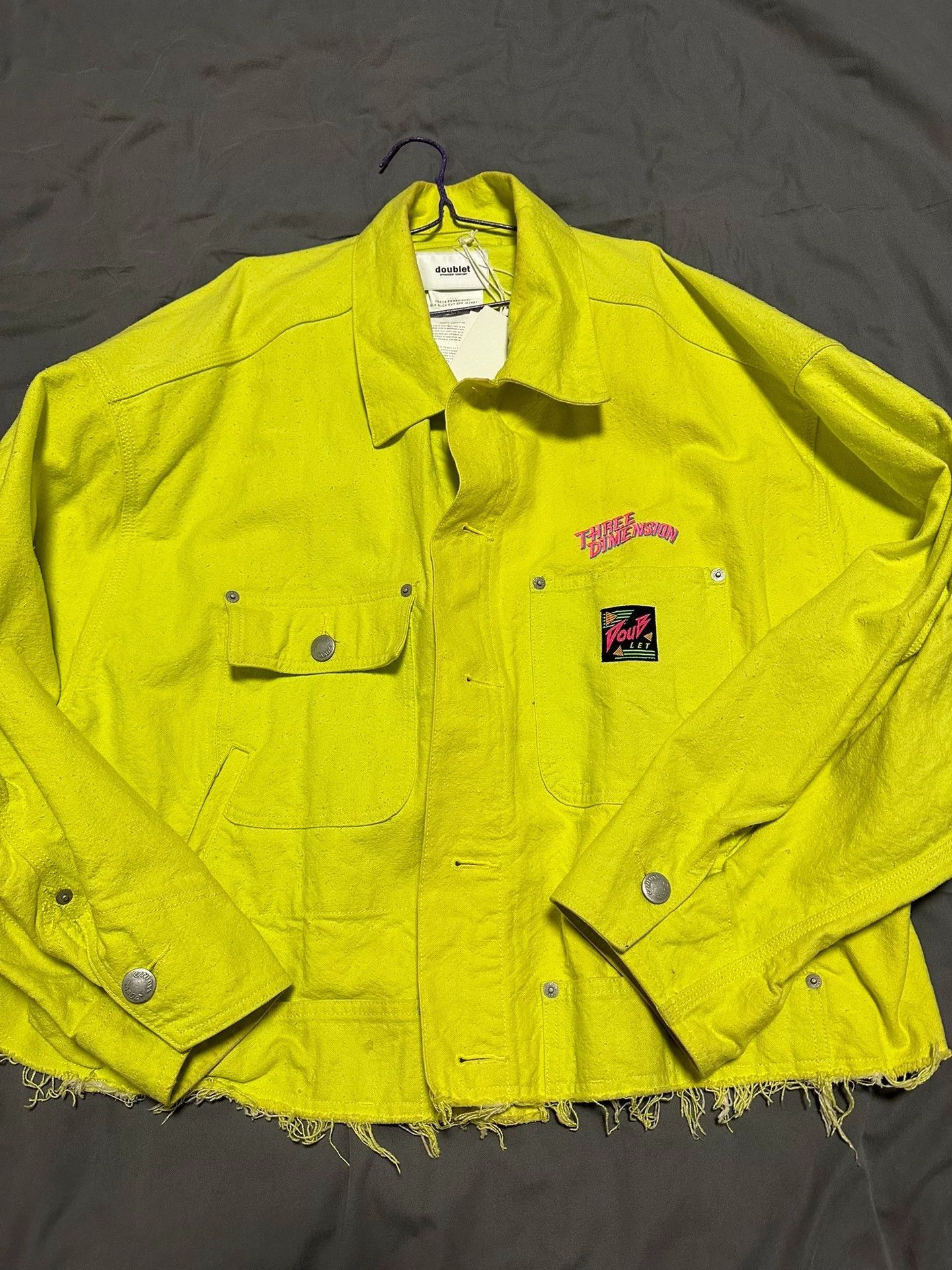Doublet Yellow Frayed Hem Light Jacket with Pockets Size US L / EU 52-54 / 3 - 1 Thumbnail