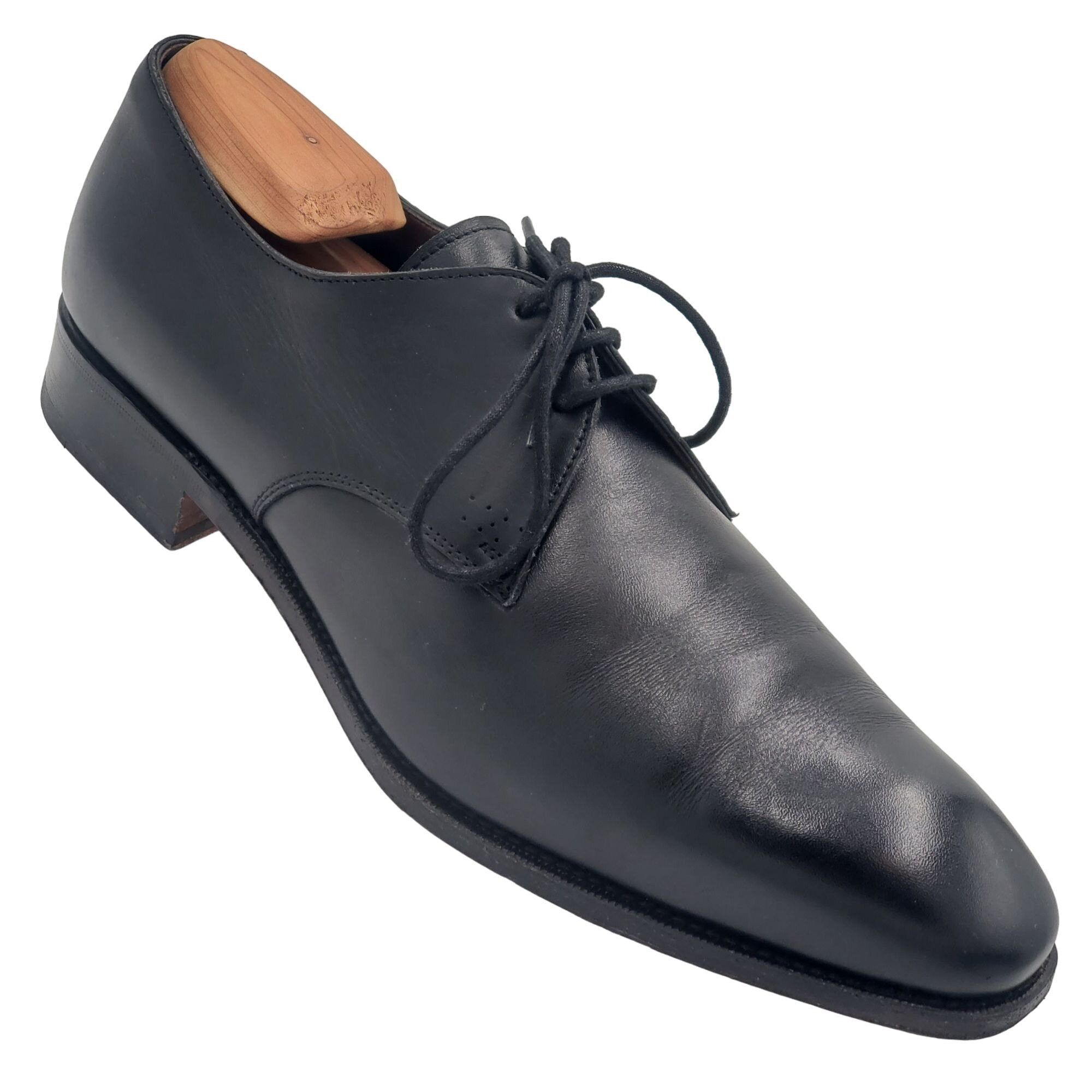 Carmina Shoemaker Luxury Mens 8 Black Calf All-Leather Dress