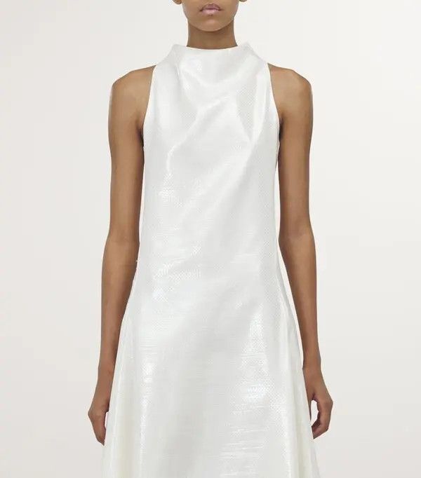 Alexander McQueen o1srvl11e0326 Silk Nylon Tarpaulin Midi Dress in White Size M / US 6-8 / IT 42-44 - 5 Thumbnail