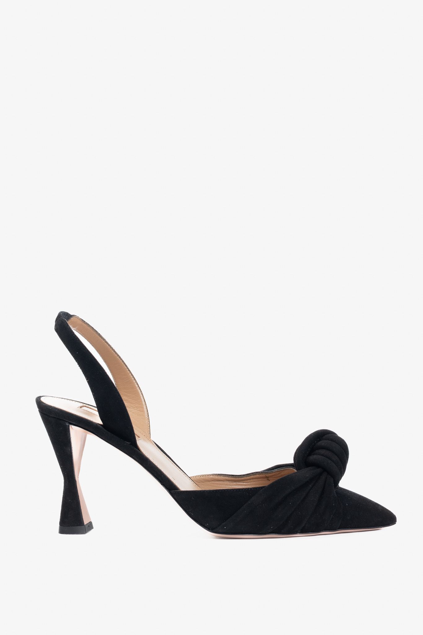 Aquazzura Aquazzura Kiki Sling 85 Black Suede Knotted Heels Size US 7.5 / IT 37.5 - 1 Thumbnail