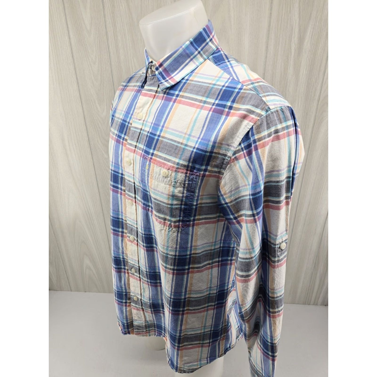 Izod IZOD Shirt Mens M Pastel Saltwater Long Sleeve Relaxed Classics Button Up Multicolor Plaid Beach Modern 90s Mens Size US M / EU 48-50 / 2 - 4 Thumbnail