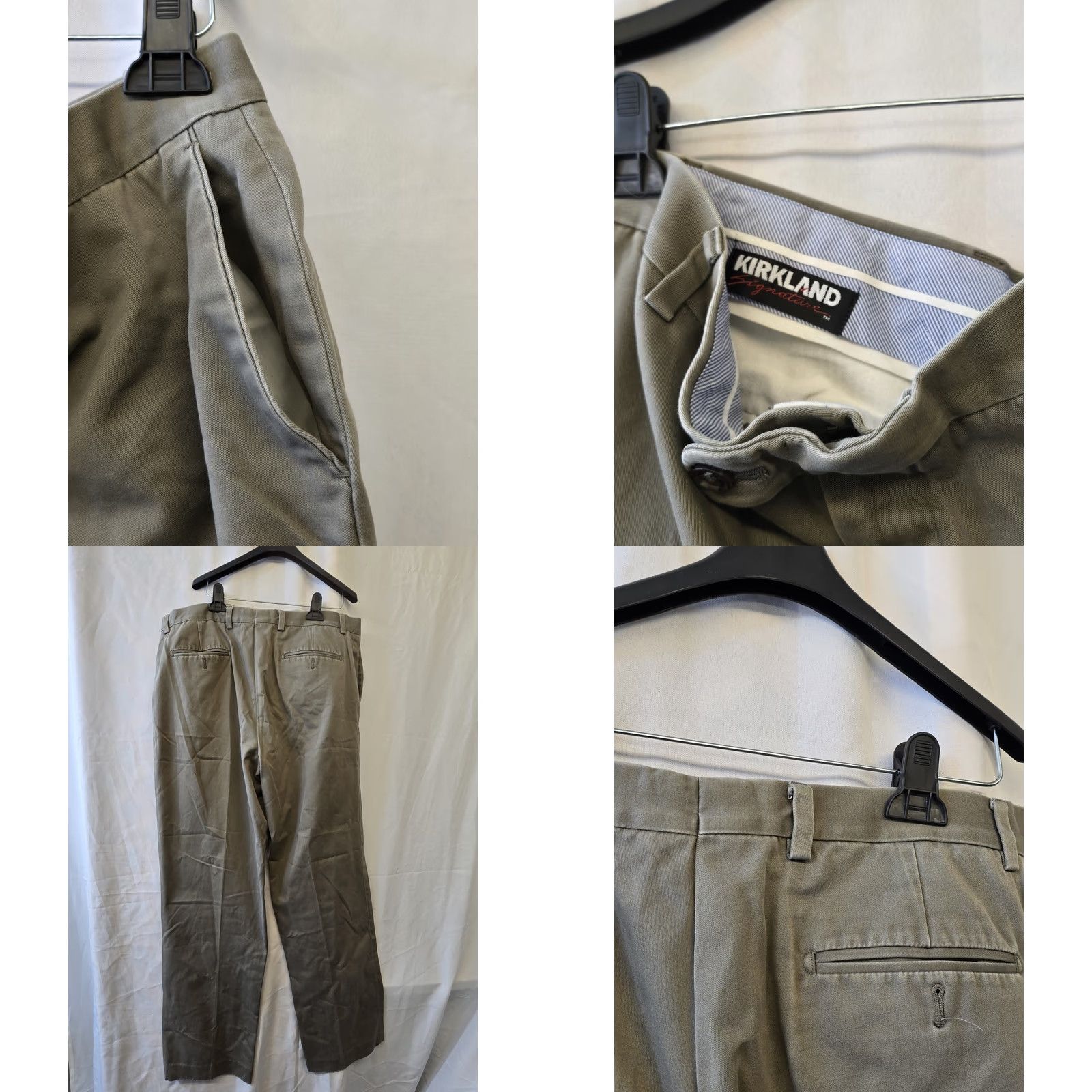Vintage Kirkland Signature Men’s Dress Pants - Black Khaki - 38x34 - Flat Front - Cotton - 2 Lot - Regular - Pockets - Size 38x34 - Men Size US 38 / EU 54 - 10 Thumbnail