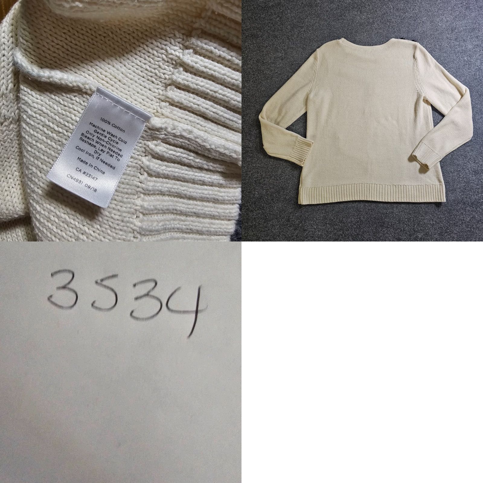 Talbots Talbots Sweater Womens Large Beige Fishermans Nautical Long Sleeve Anchor Casual Round Neck Knit Pullover Shirt 100% Cotton Size L / US 10 / IT 46 - 8 Thumbnail