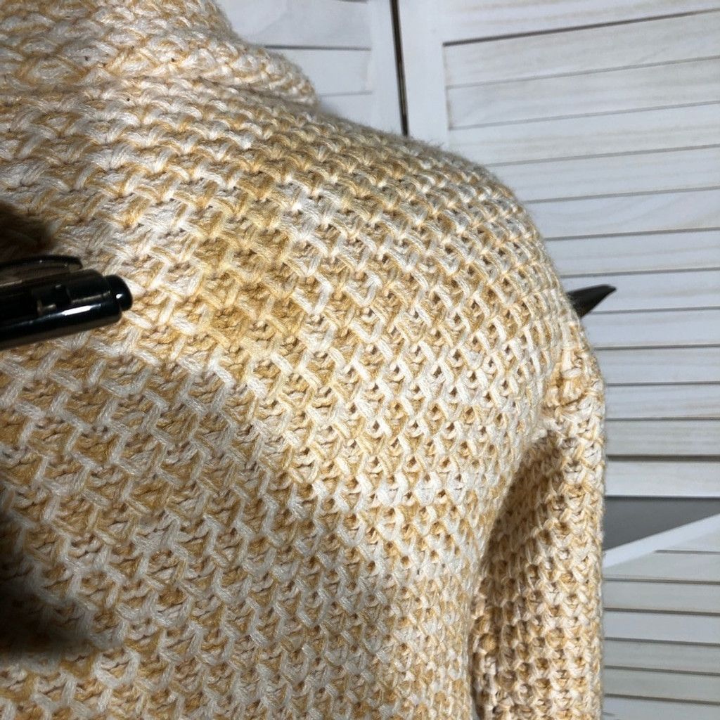 Forever 21 Y2K Long Coat Cable Knit Deep Pockets Cream/Yellow sz S Size L / US 10 / IT 46 - 9 Thumbnail