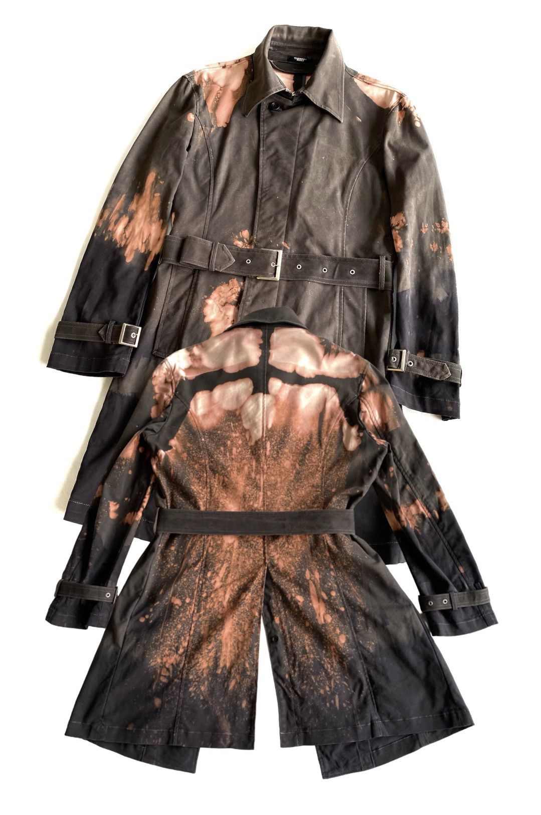 Japanese Brand Tornado Mart Bleach Wash Belted Trench Coat Size US M / EU 48-50 / 2 - 1 Thumbnail