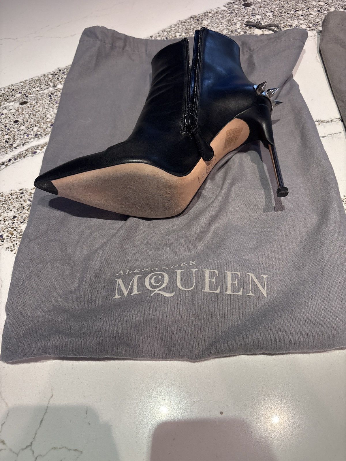 Alexander McQueen Alexander McQueen metal‑spike black leather ankle boots Size US 9 / IT 39 - 2 Thumbnail