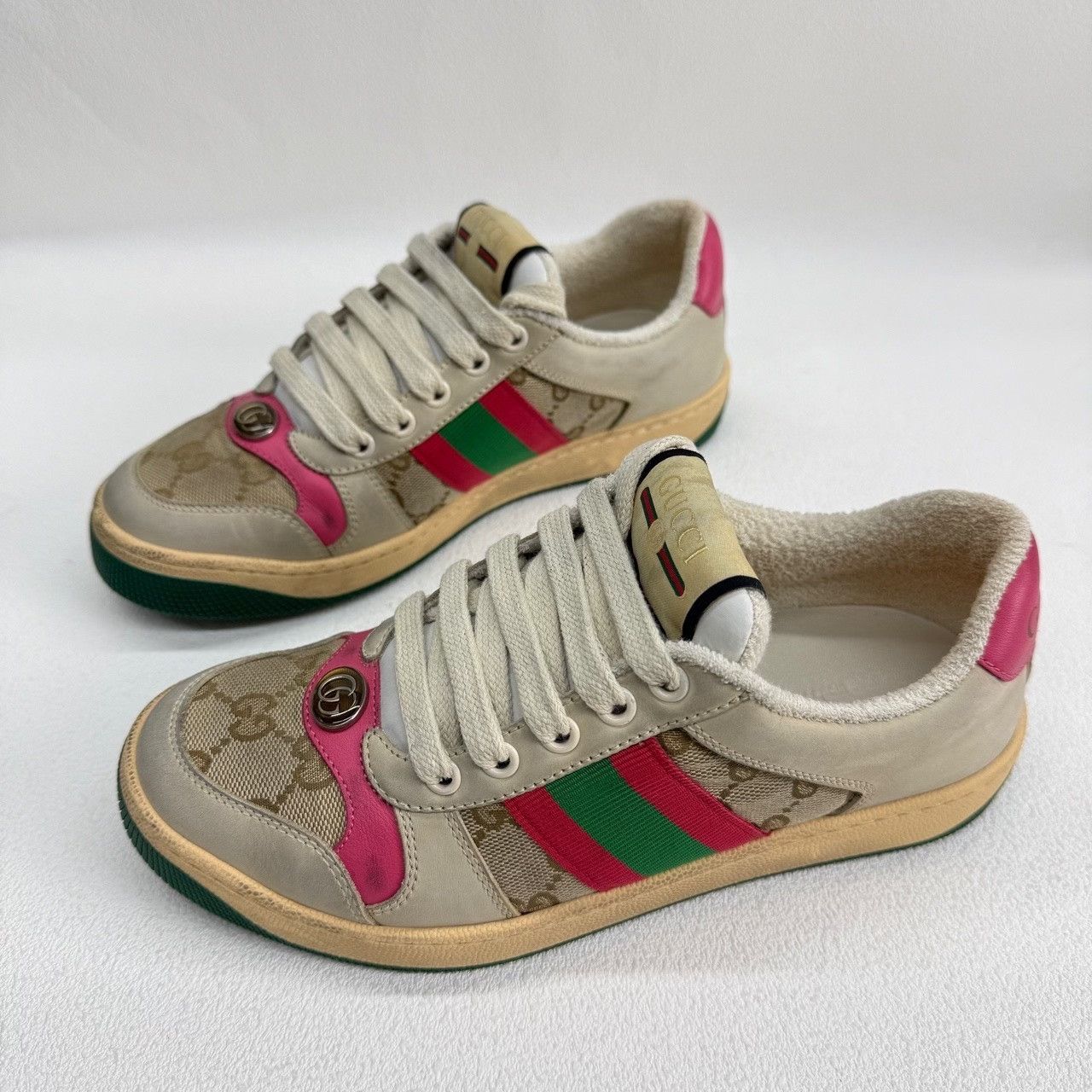 Gucci Gucci Leather Pink Lowtop Sneakers us_5 Women Size US 5 / IT 35 - 1 Thumbnail