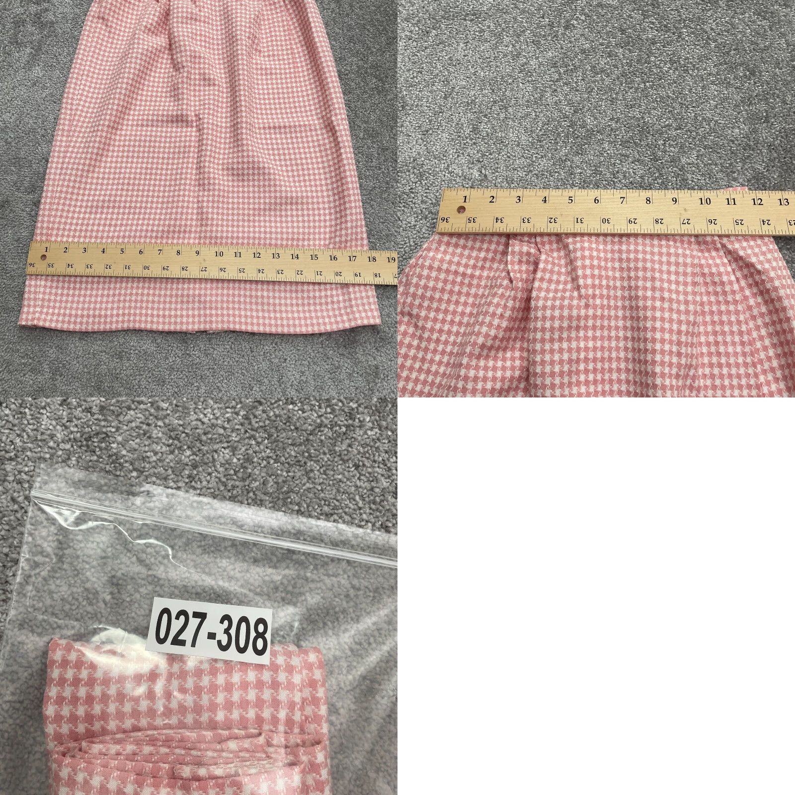 Vintage Unbranded Midi Straight Skirt Women 8 Pink White Check Houndstooth Elastic 24x24 Size 30" / US 8 / IT 44 - 8 Thumbnail
